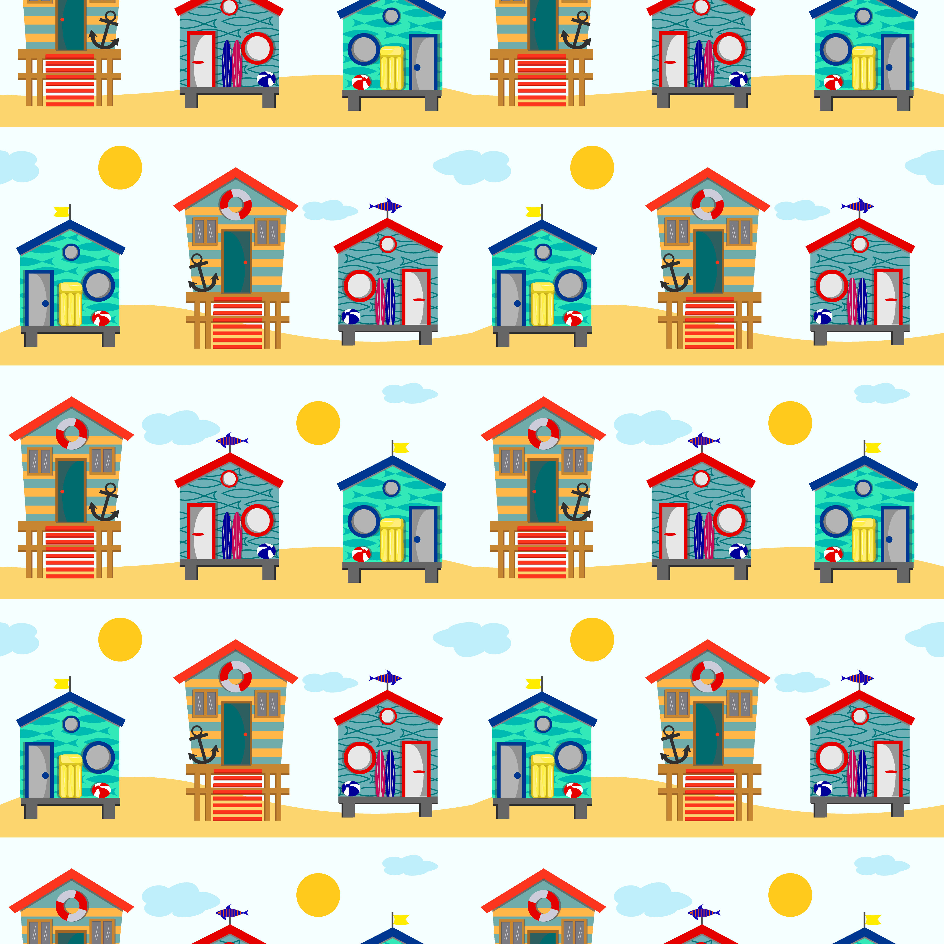 Beach Houses. By ArtGraft | TheHungryJPEG.com