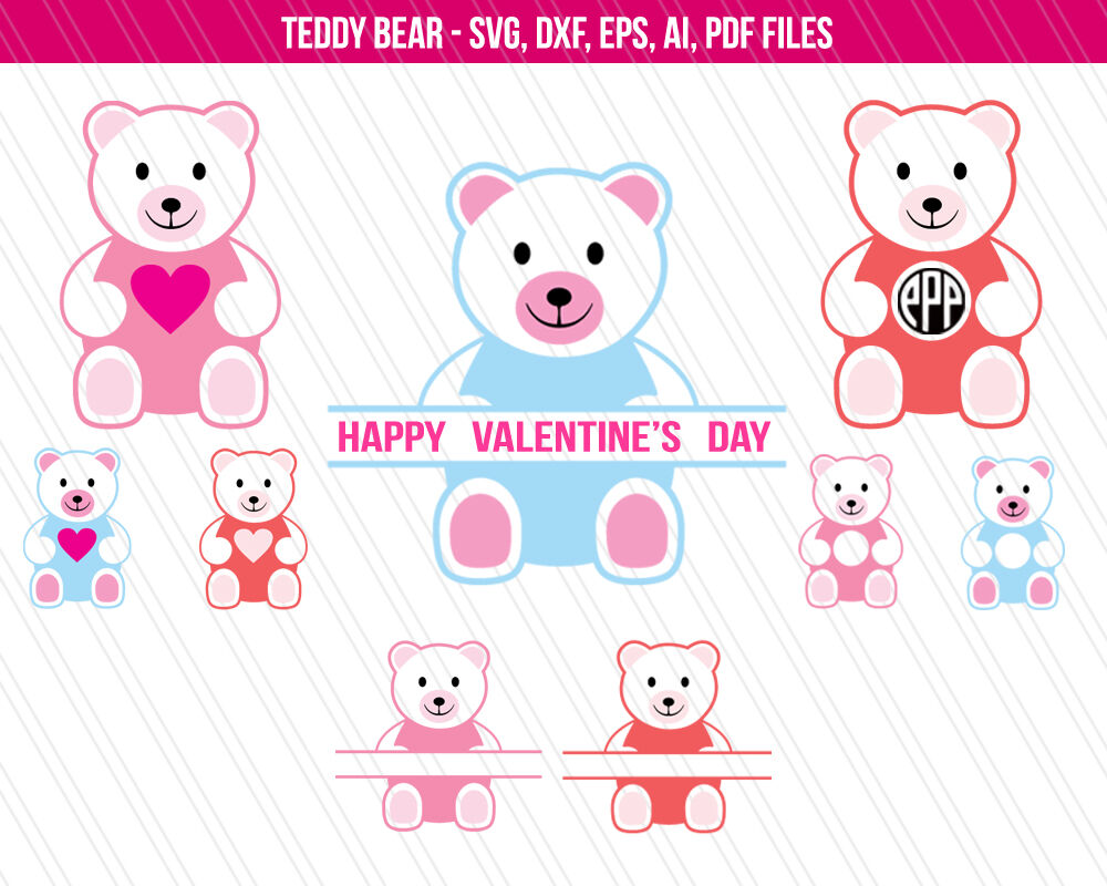 Download Teddy Bear Svg Valentine S Day Svg Teddy Bear Clipart Dxf By Aivosdesigns Thehungryjpeg Com