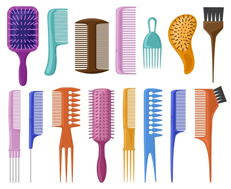Cartoon hair brushes. Hair care plastic hair combs, fashionable hair s By  WinWin_artlab | TheHungryJPEG