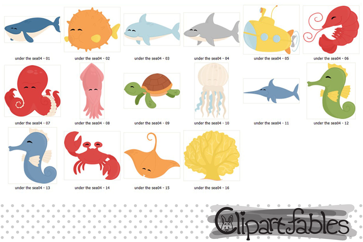 Cute SEA ANIMALS clipart, Under the sea clip art, Animal friends By  clipartfables | TheHungryJPEG