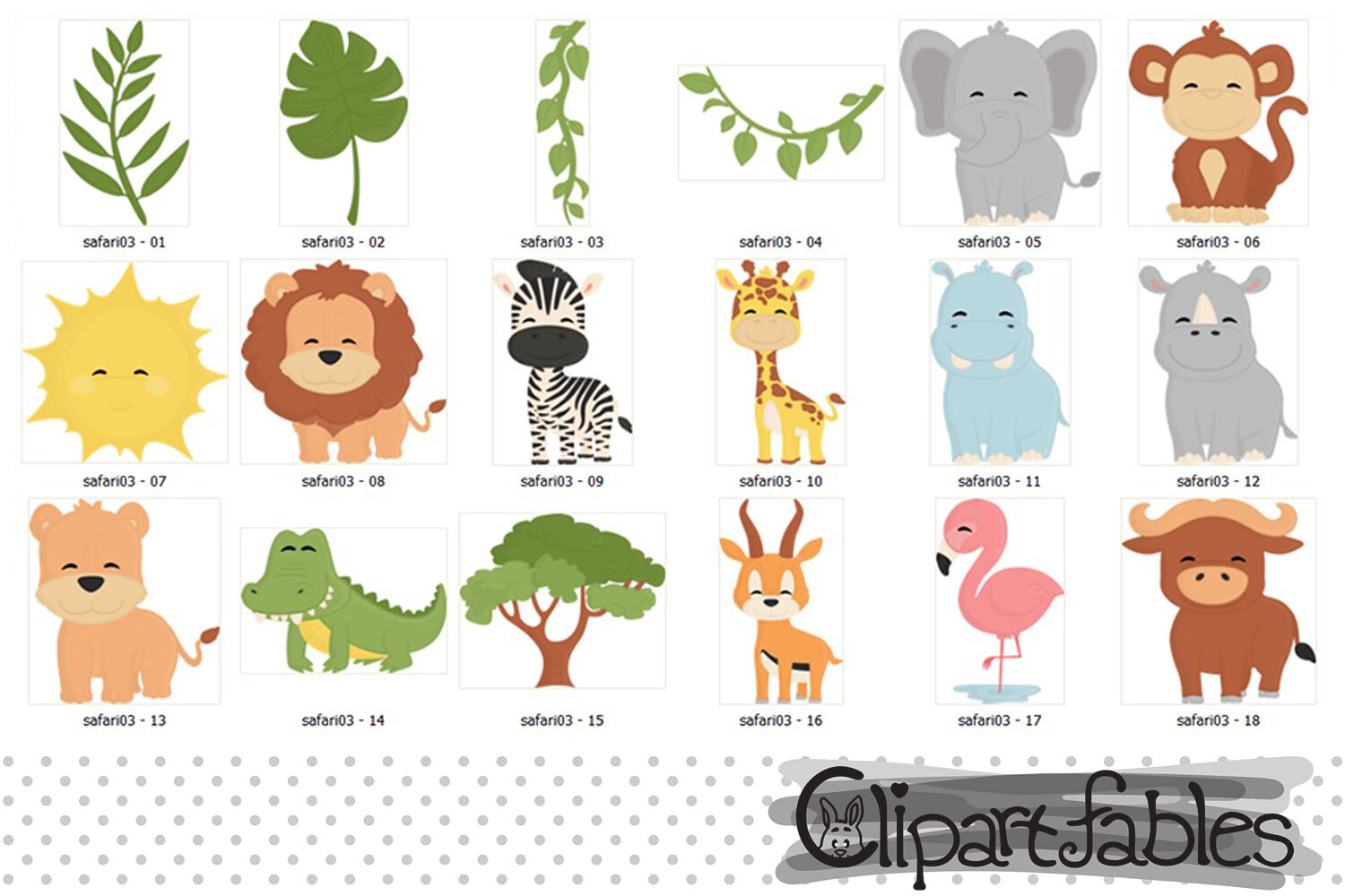 Cute SAFARI FRIENDS clipart, Baby animals, Jungle clipart By clipartfables  | TheHungryJPEG