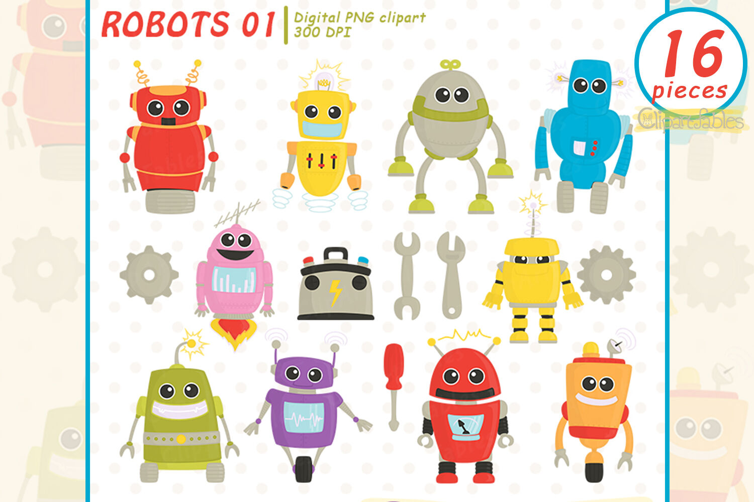 cute robots clipart