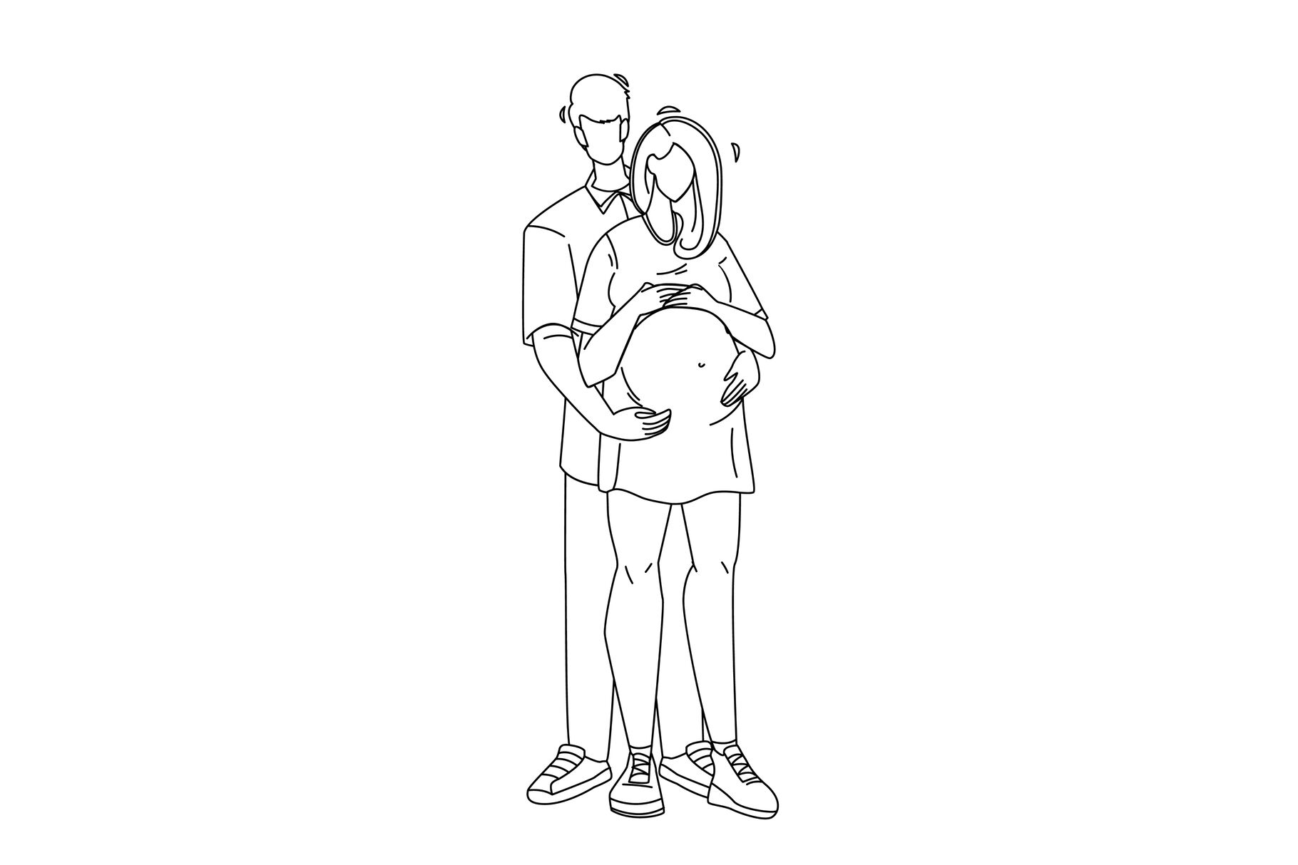 Pregnant Time Drawing Husband Wife Icon Cartoon Characters-vector Icon-free  Vector Free Download