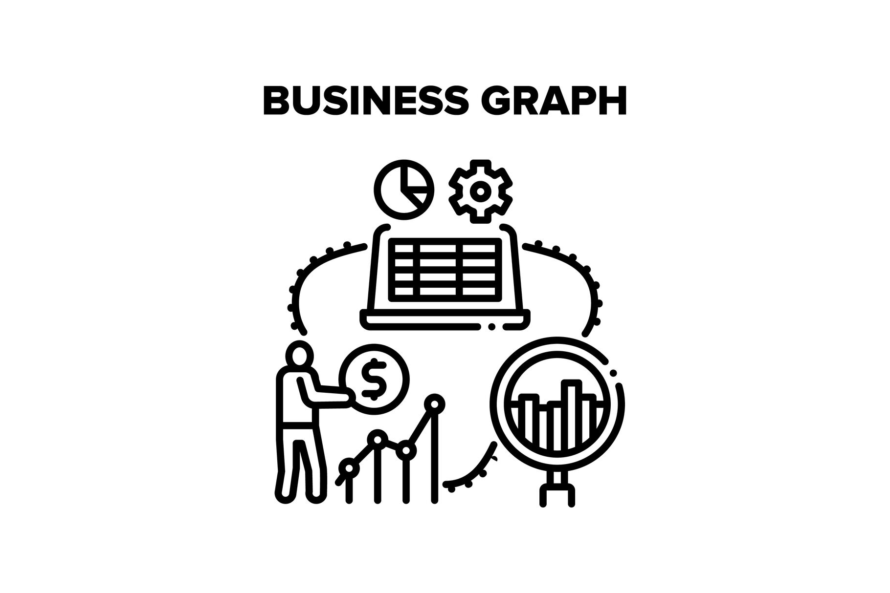 Business Graph Vector Black Illustration By Pikepicture | TheHungryJPEG