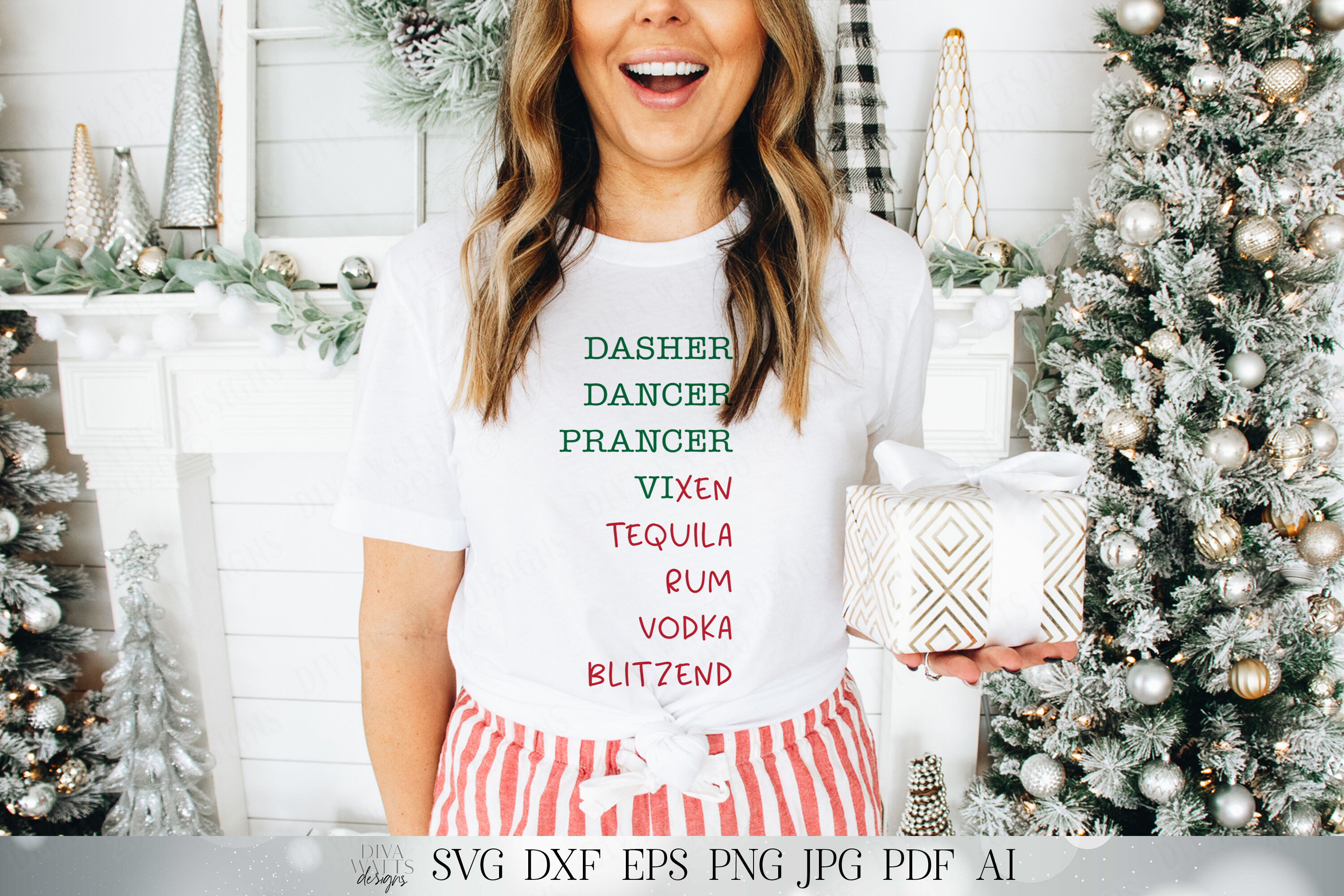 Dasher Dancer Prancer Vixen Tequila Rum Vodka Blitzend SVG | Funny SVG ...