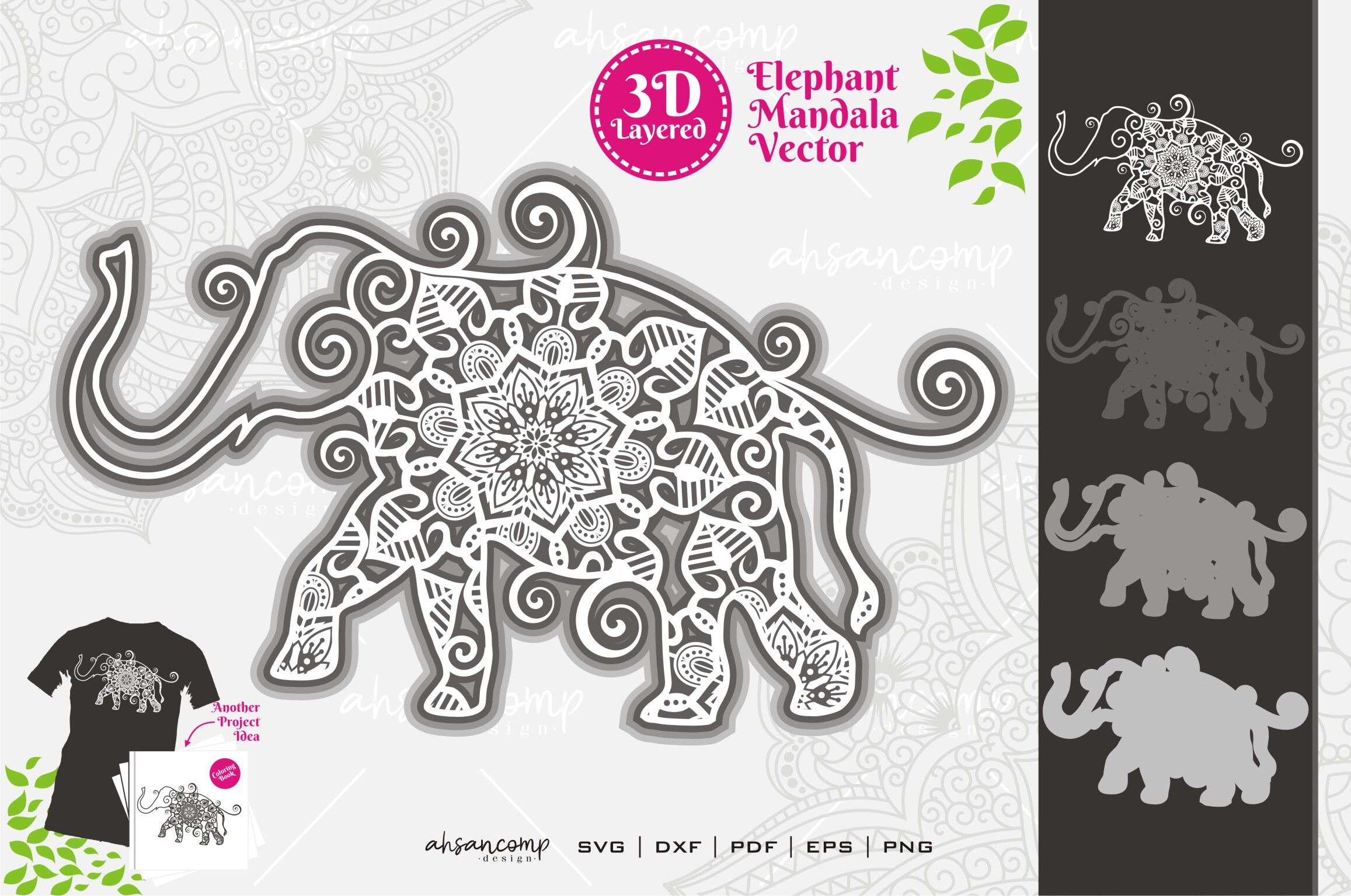 Download Elephant 11 Mandala Vector 3d Layered By Ahsancomp Studio Thehungryjpeg Com