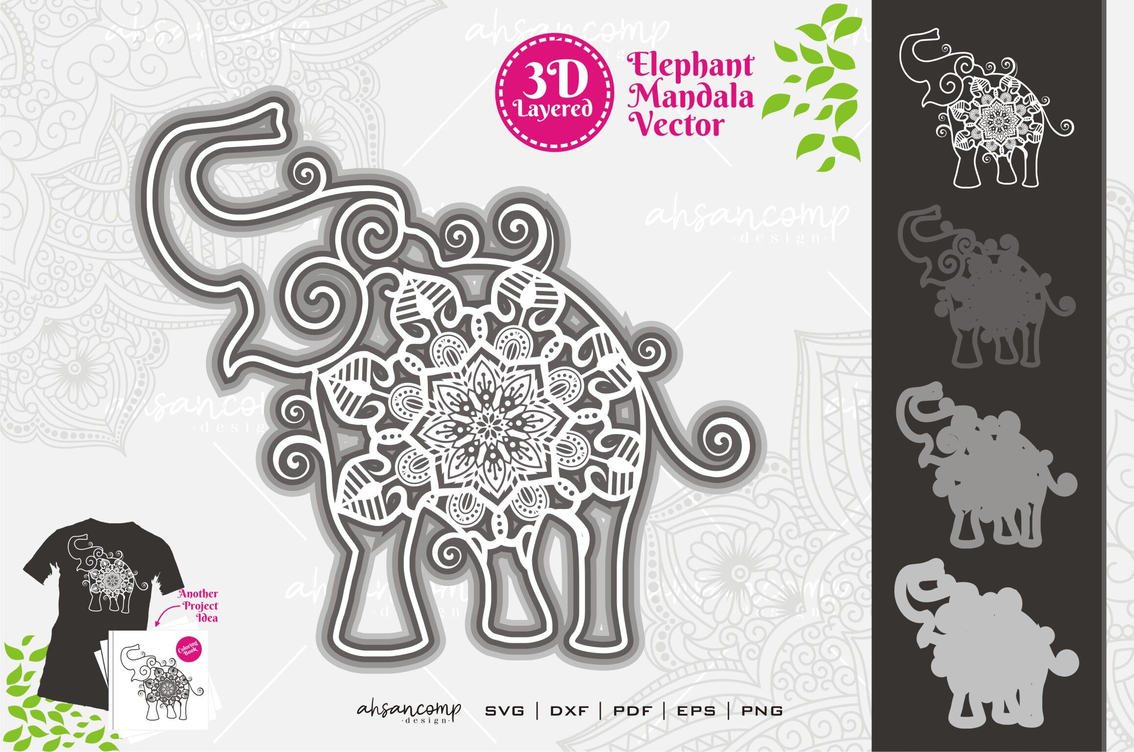 Download Elephant 13 Mandala Vector 3d Layered By Ahsancomp Studio Thehungryjpeg Com