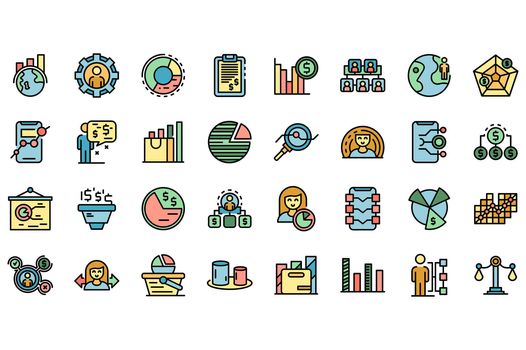 Market segmentation icons set vector flat By Ylivdesign | TheHungryJPEG.com