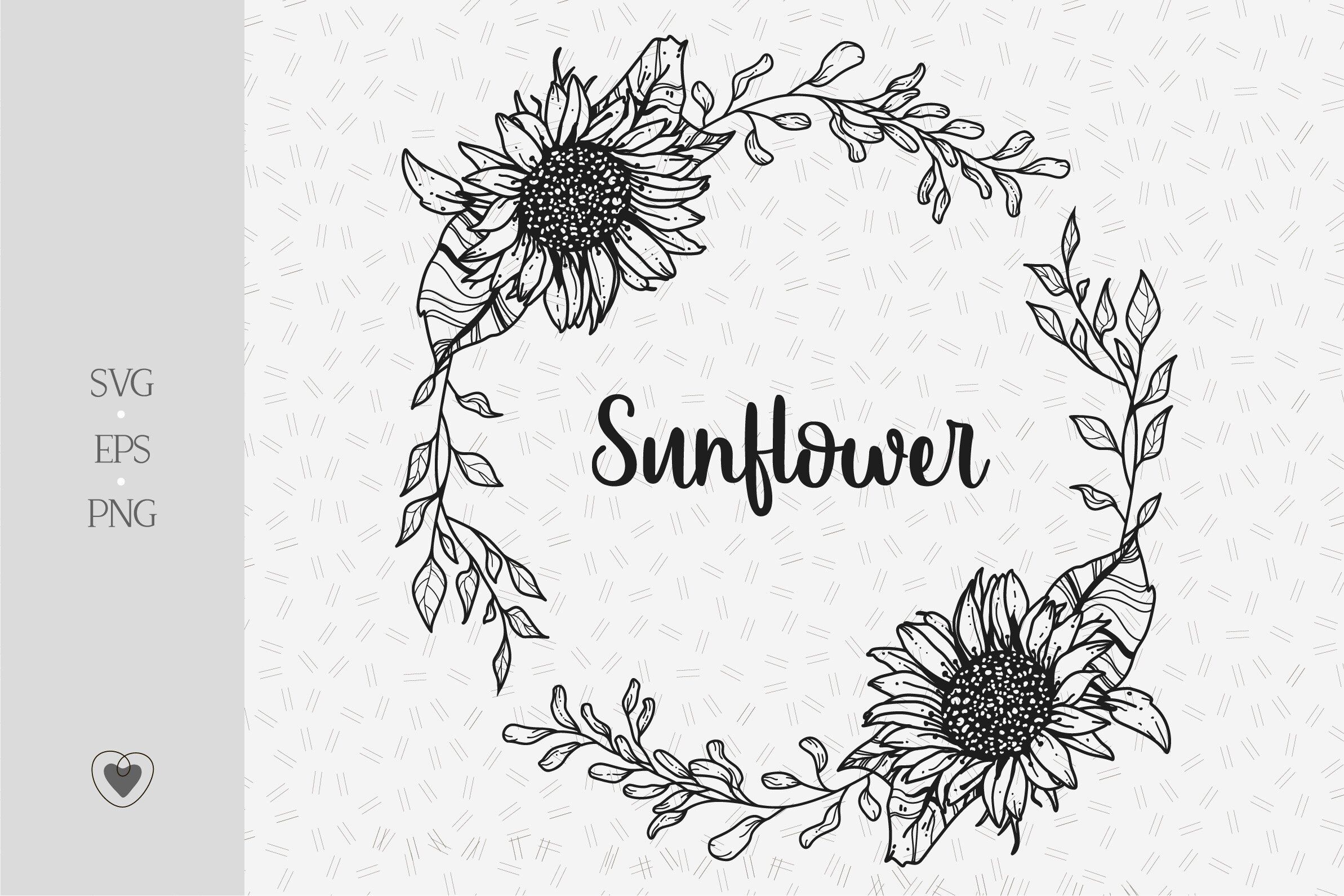 Download Sunflower Wreath Svg Flower Border Svg Wedding Invitation By Pretty Meerkat Thehungryjpeg Com