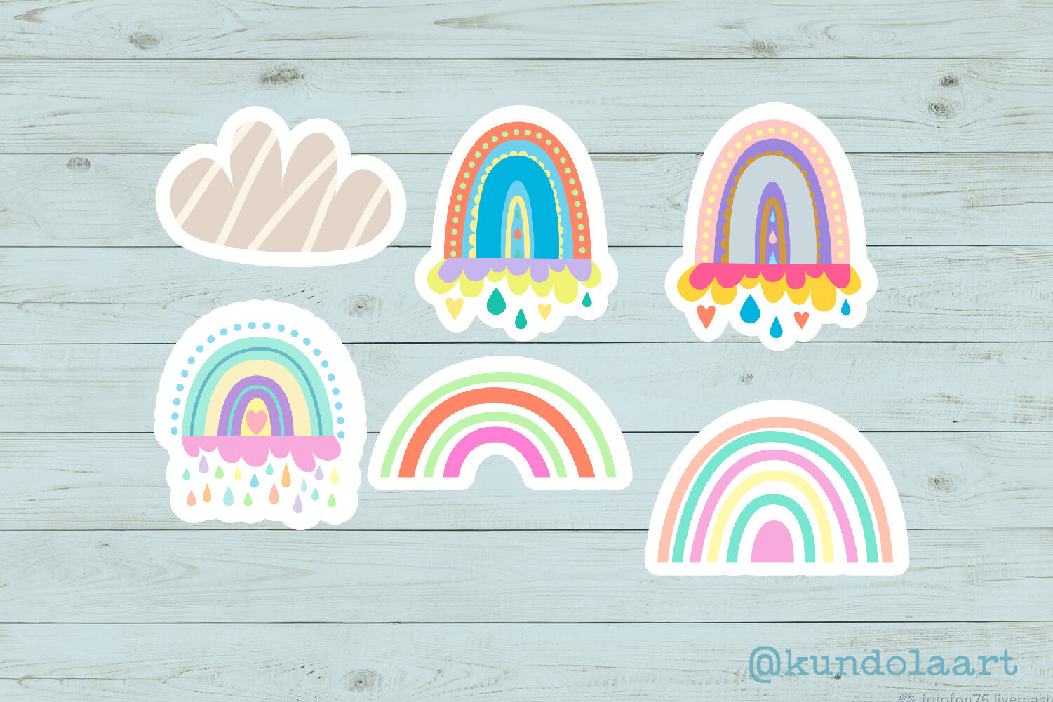 Thank you! Rainbow stickers. PNG. Digital and printed files. By