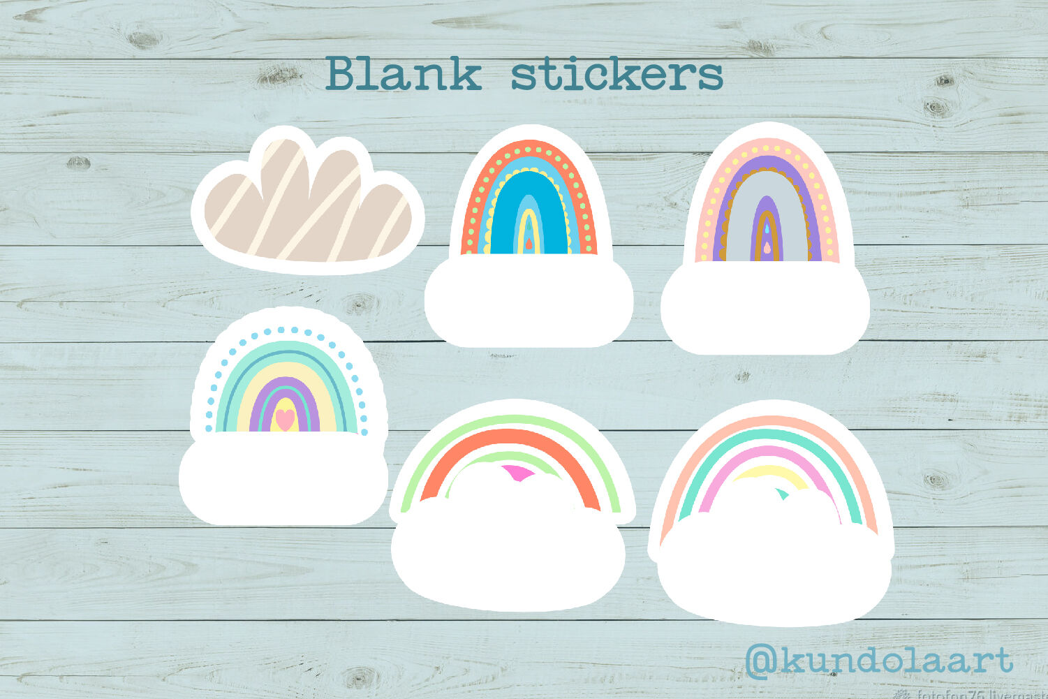 Thank you! Rainbow stickers. PNG. Digital and printed files. By  Klepsidra_day