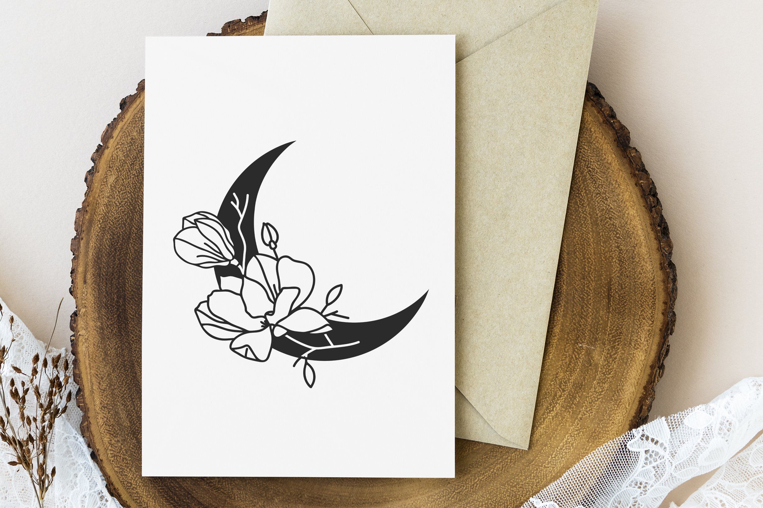 Download Floral Moon Svg Elestial Svg Crescent Moon Svg By Pretty Meerkat Thehungryjpeg Com