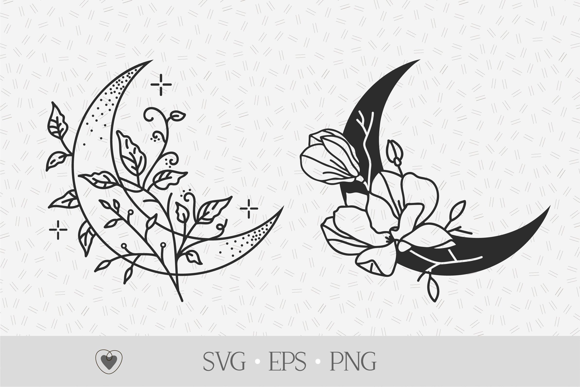 Download Floral Moon Svg Elestial Svg Crescent Moon Svg By Pretty Meerkat Thehungryjpeg Com