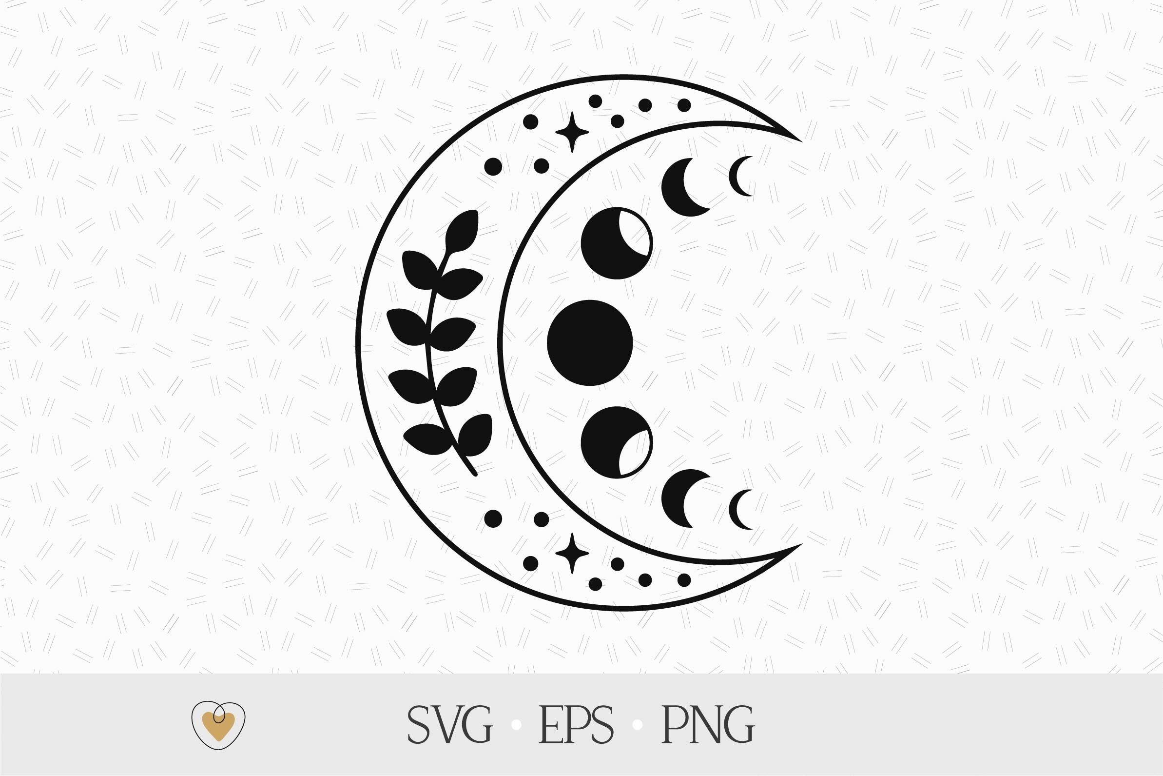 Crescent Moon SVG, Crescent Moon Cut File, Moon Vector, Moon Clipart,  Crescent Moon Illustration Design Outline, Cricut, Silhouette, PNG