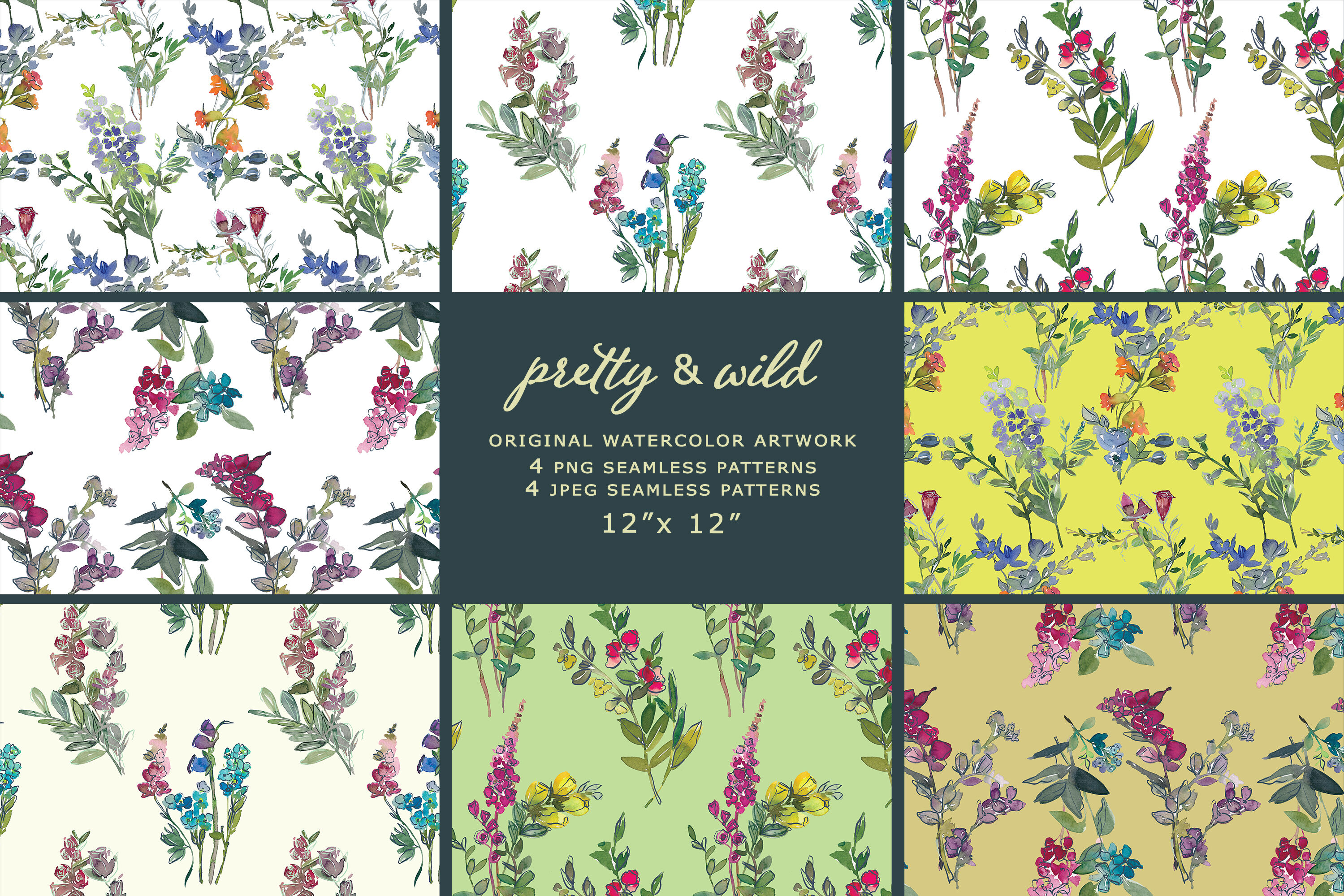 Watercolor Field Flowers Clipart Set By Patishop Art | TheHungryJPEG