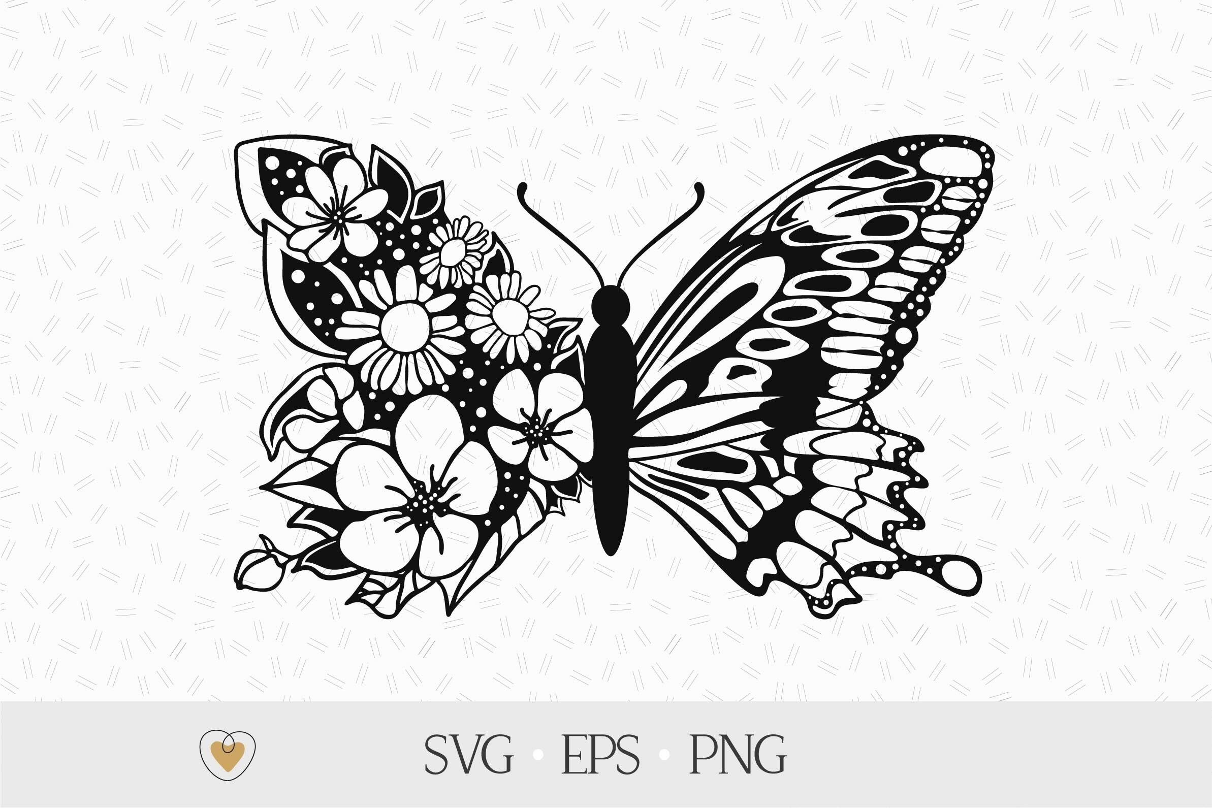 Butterfly svg, Floral butterfly svg, Butterfly with flowers By Pretty