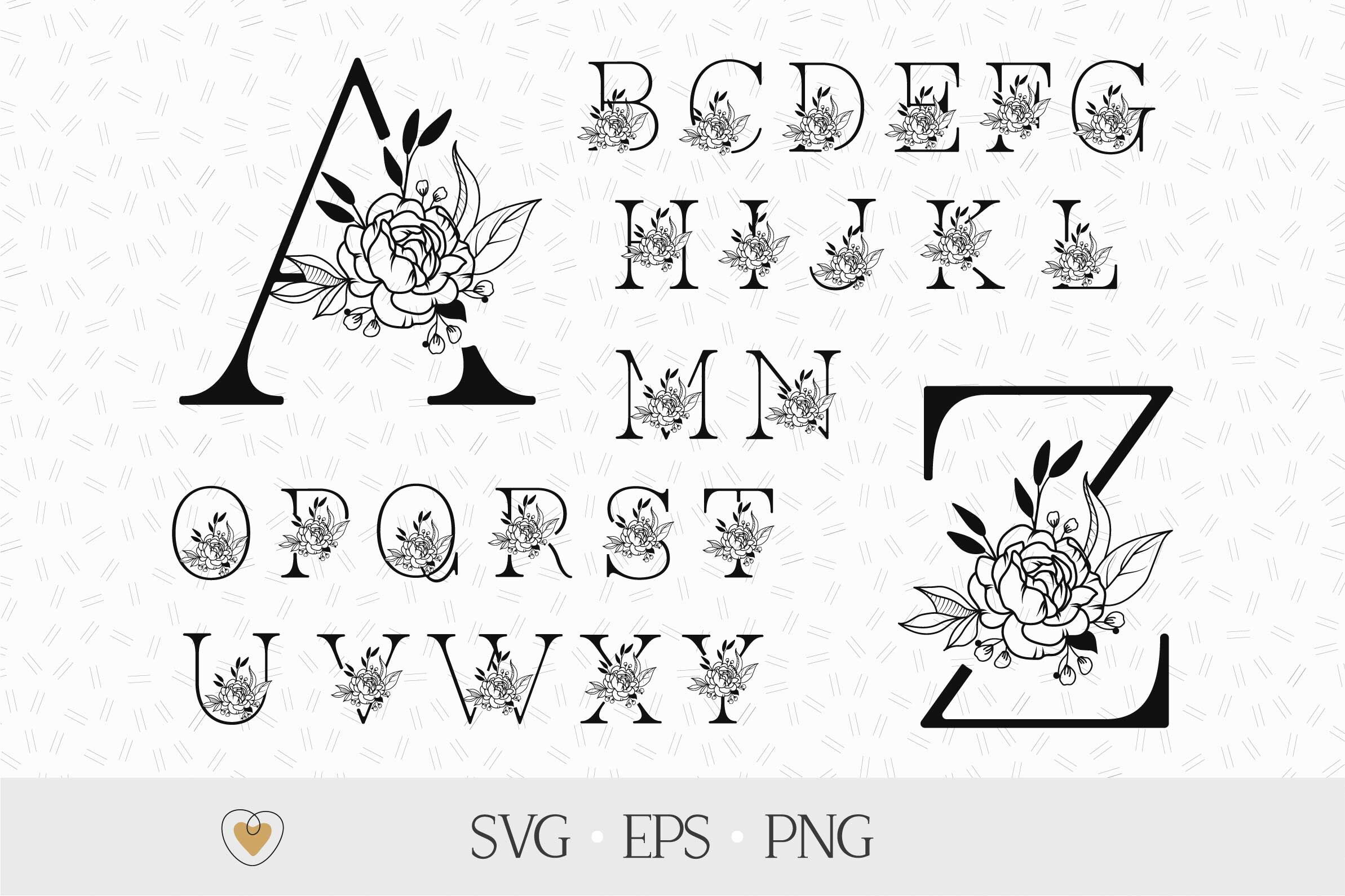 Download Flower Alphabet Svg Floral Letters Svg Peony Flower By Pretty Meerkat Thehungryjpeg Com