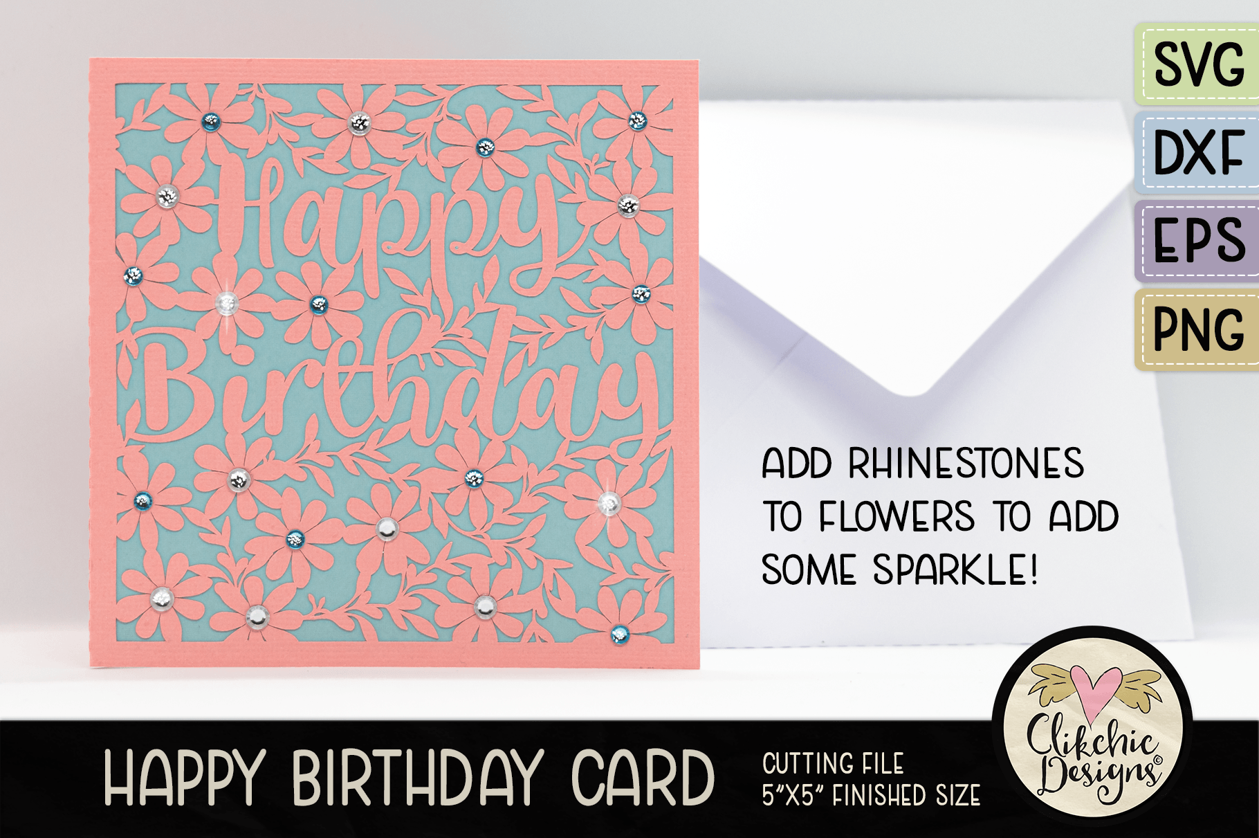 Floral Happy Birthday Card Svg Cutting File Filigree Floral Birthday By Clikchic Designs