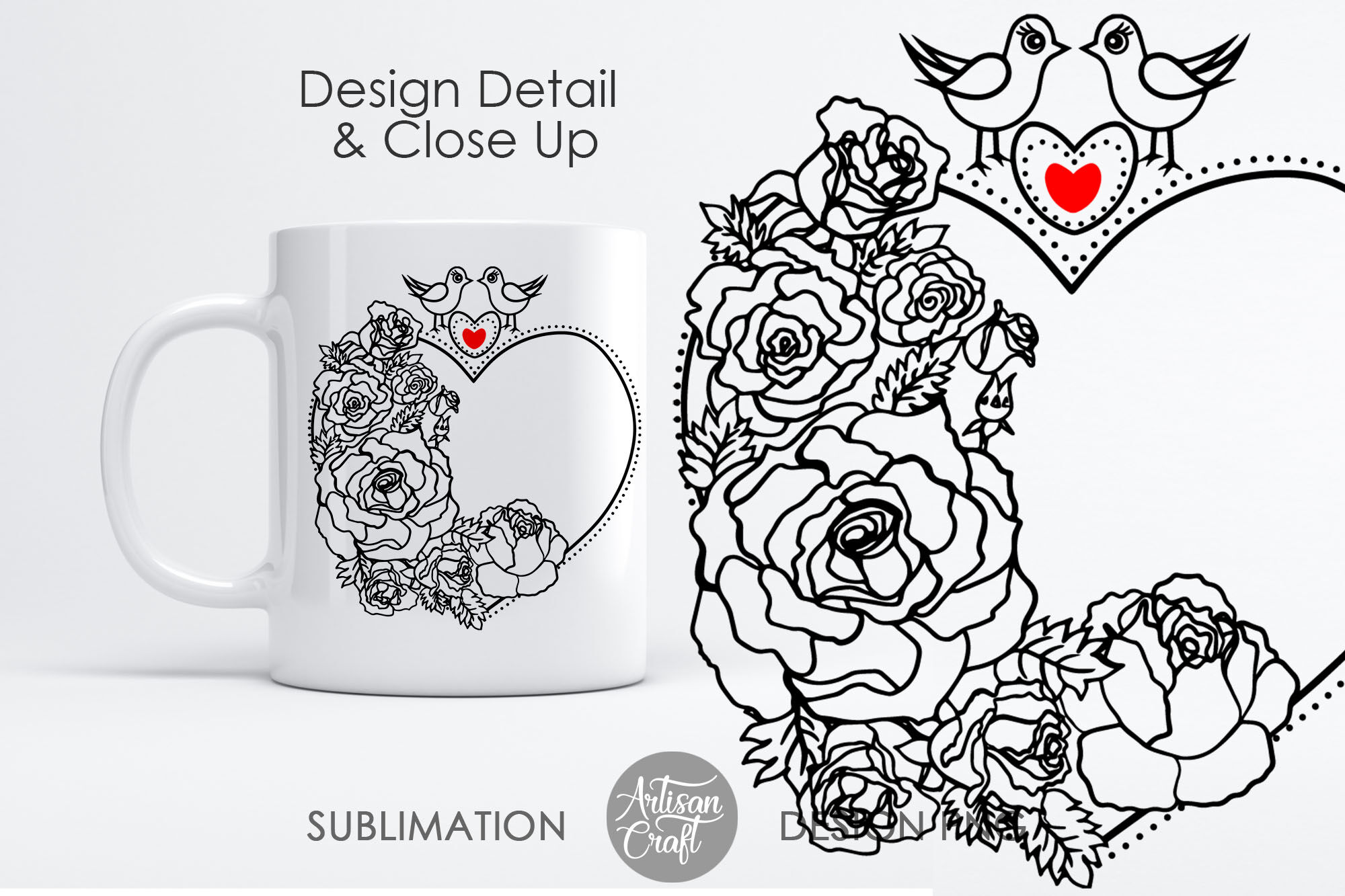 3D Roses 11oz mug sublimation designs, 3d mug design, 3d flower PNG By  Artisan Craft SVG