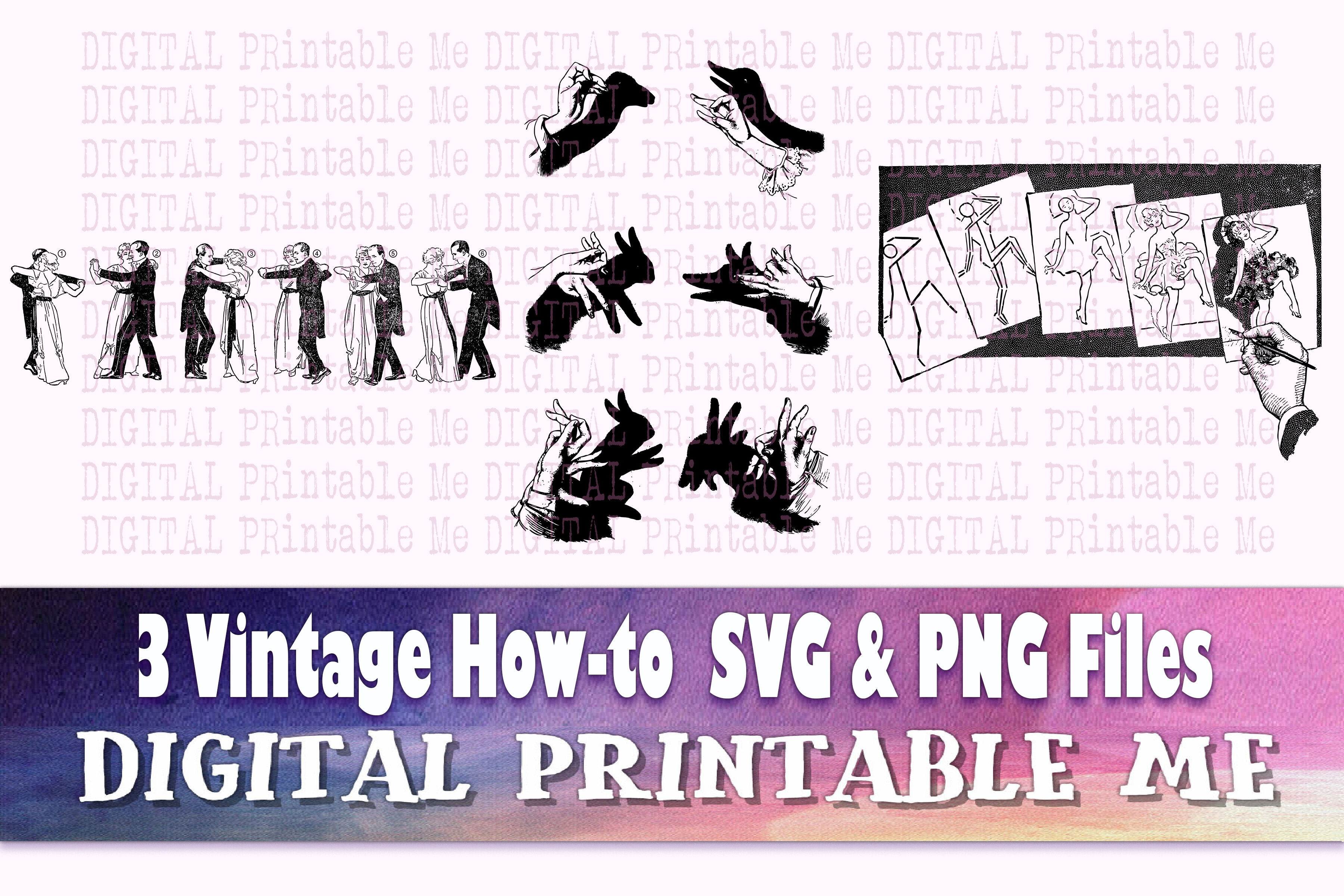 Download Vintage How To Poster Svg Png 3 Images Clip Art Pack Dance Lesson S By Digitalprintableme Thehungryjpeg Com
