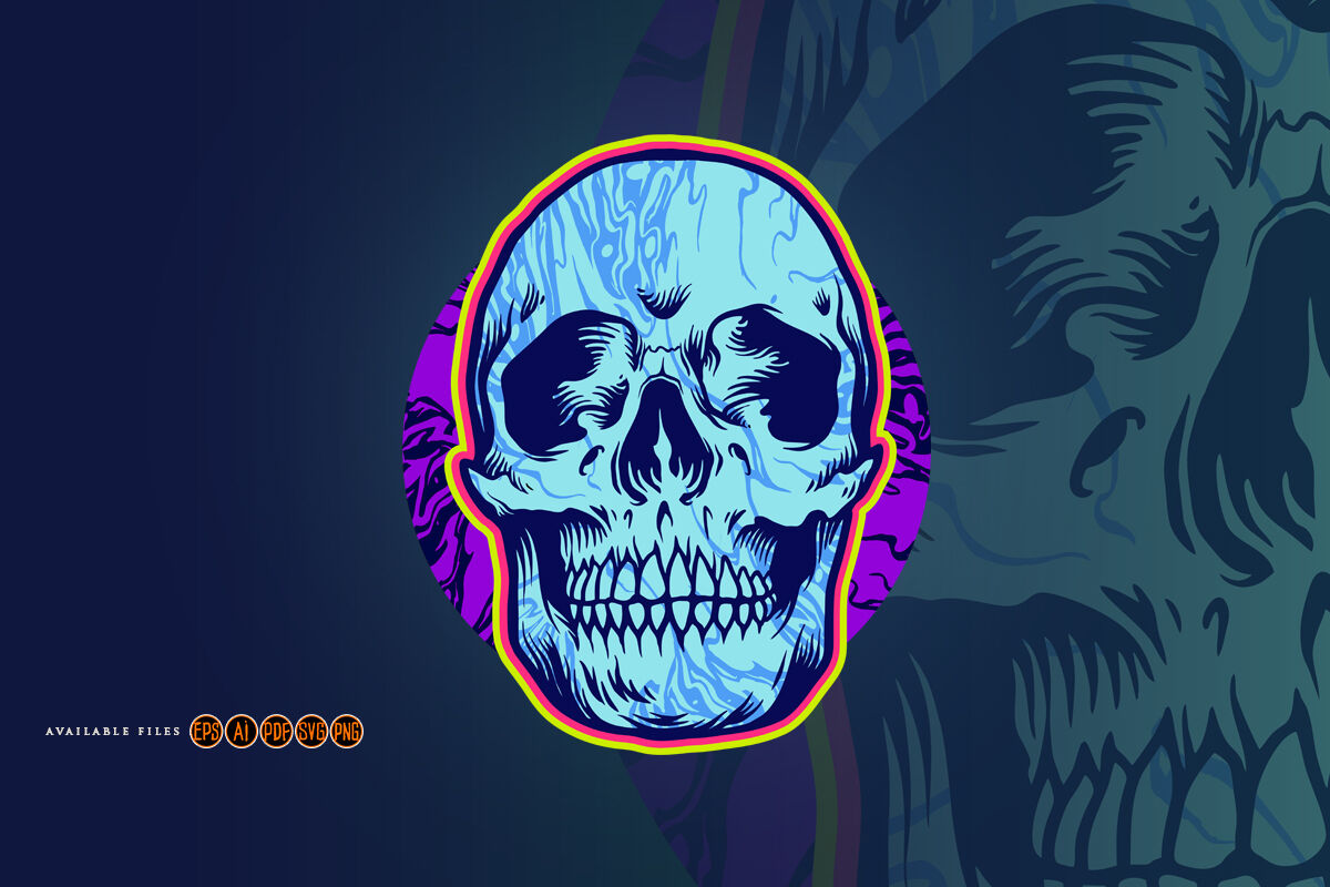Psychedelic Head Skull Bones Illustrations By artgrarisstudio |  TheHungryJPEG