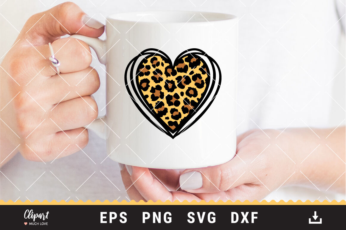 Leopard heart SVG, DXF, PNG. Leopard print cut files By decobrush