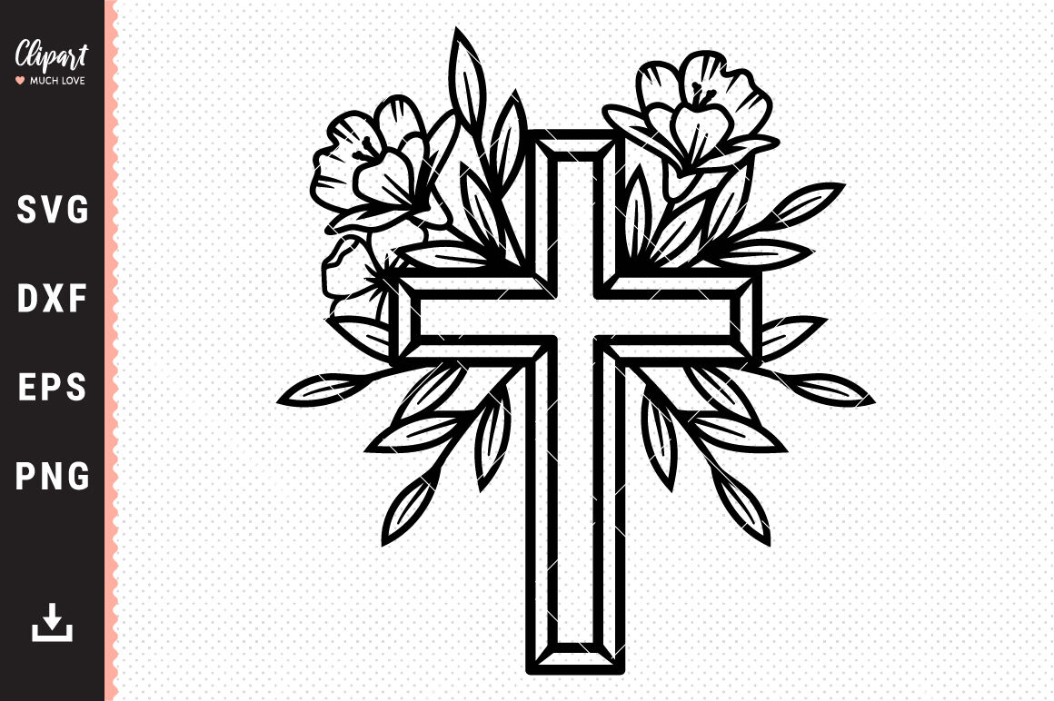 Flower Cross SVG, DXF, PNG, Religious Cross SVG Cut files By decobrush