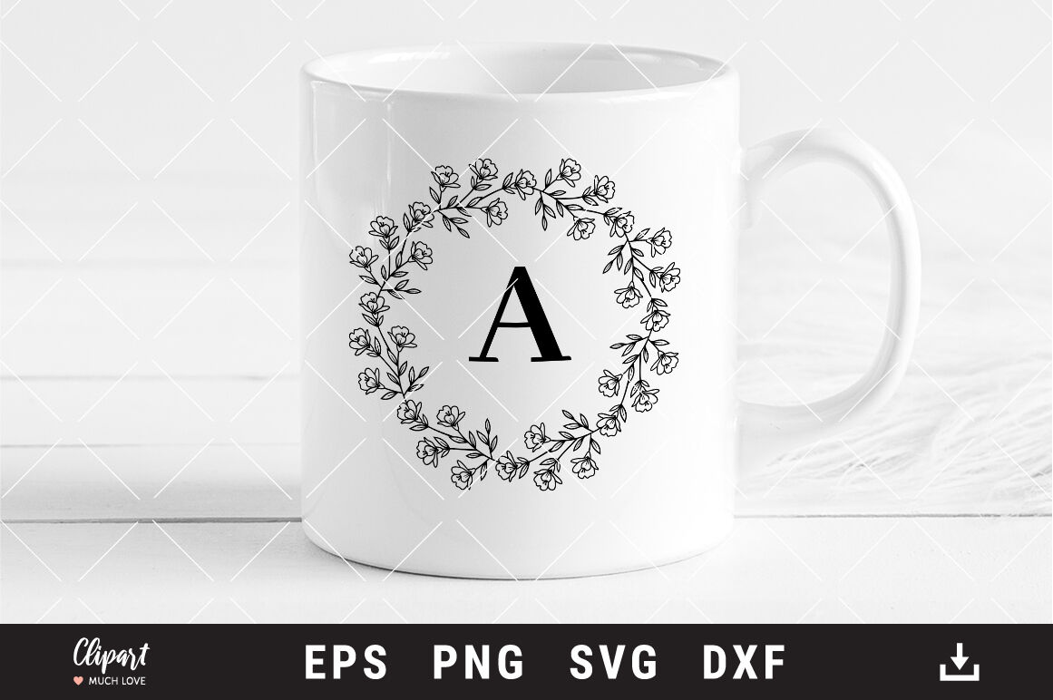 Coffee Mug With Print - Floral Design Mug For Wedding - Black Mug