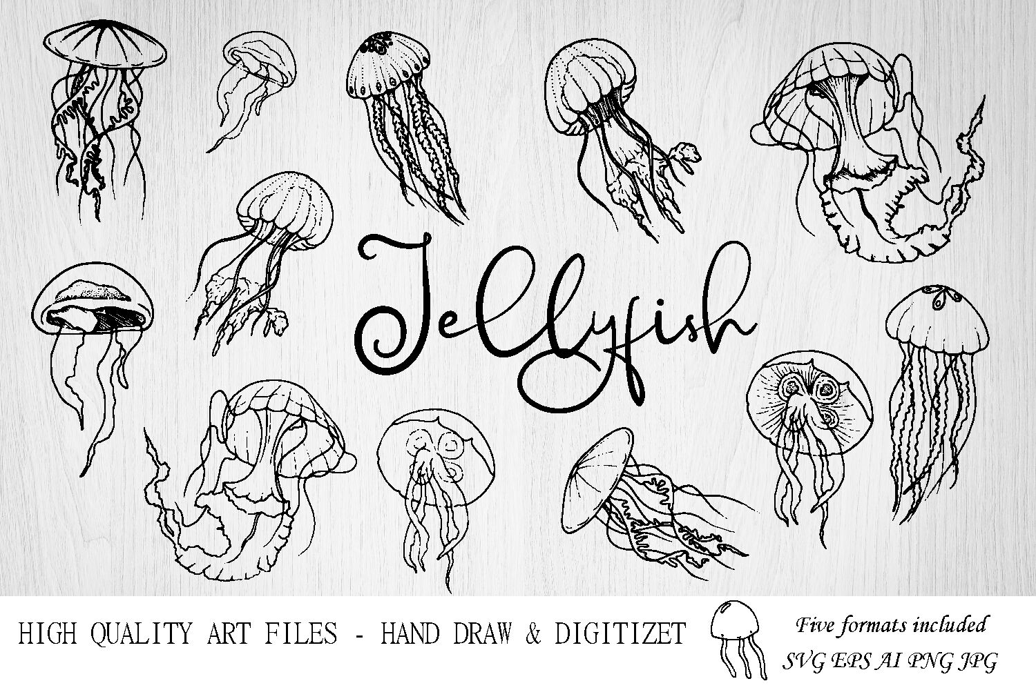 Download Jellyfish Svg Ocean Svg Under The Sea Jellyfish Clipart By Fenrirka Thehungryjpeg Com