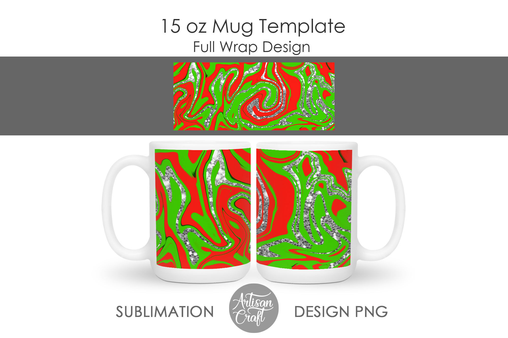 15oz Mug Template SVG Full Wrap Sublimation