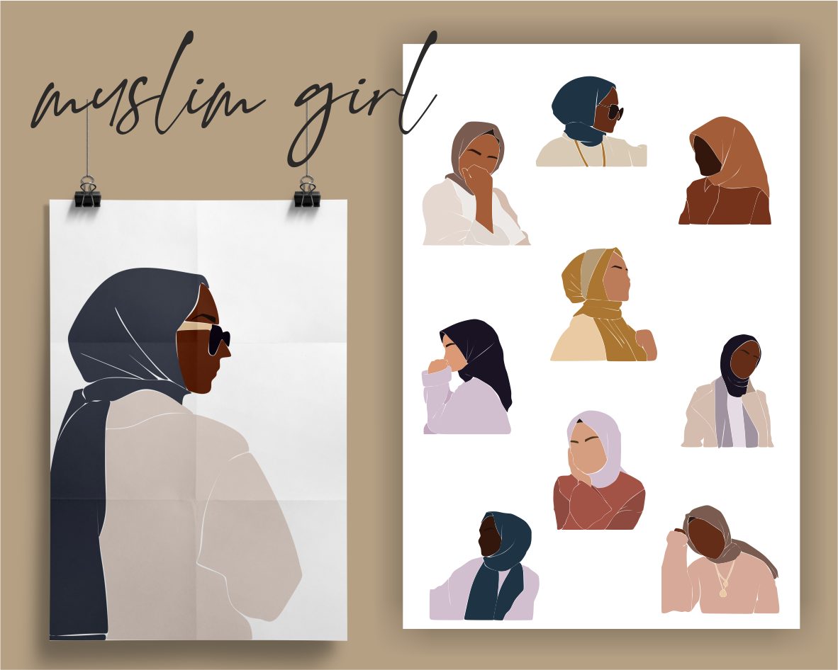 Download Muslim Woman Abstract Girl Black Woman Boho Illustration Business Lady African American Colorful Svg Hijab Clipart Diverse Vector Fashion Drawings Portrait Design Kit Print Set By Yanamides Thehungryjpeg Com
