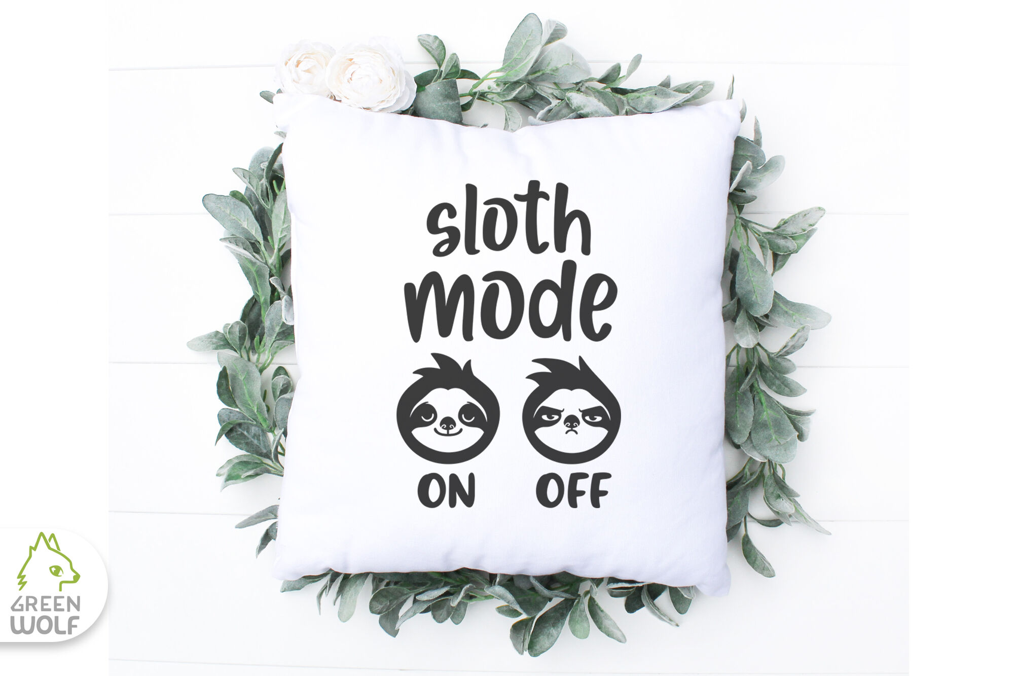 Download Sloth Svg Funny Pillow Design Svg Sloth Mode Svg Files For Cricut By Green Wolf Art Thehungryjpeg Com