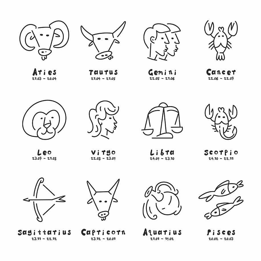 Zodiac signs + pattern By Volyk | TheHungryJPEG