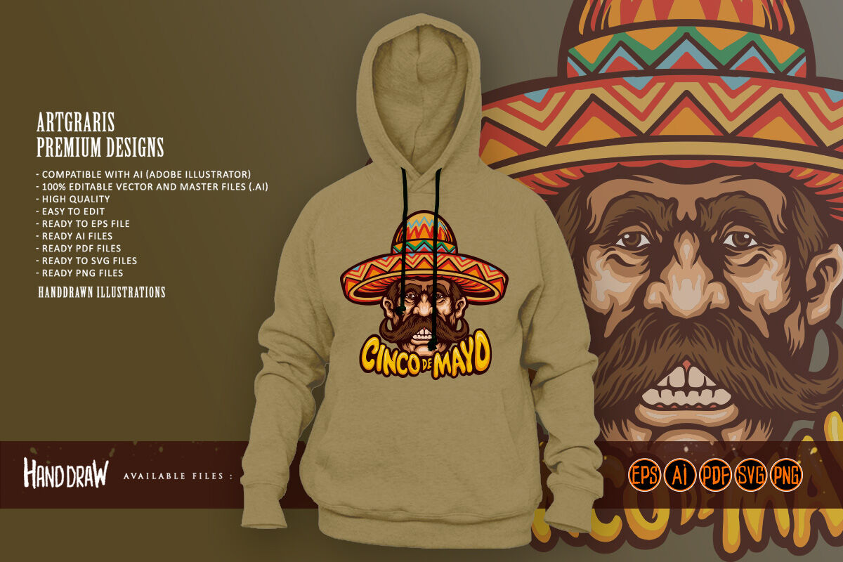 Download Mustache Old Man Sombrero Hat Cinco De Mayo Clipart Svg By Artgrarisstudio Thehungryjpeg Com