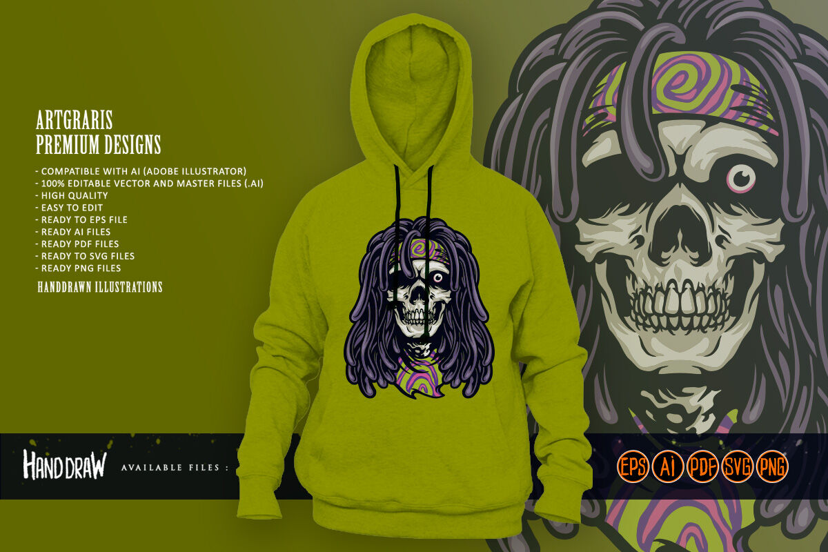 Psychedelic Skull Rasta Character SVG By artgrarisstudio | TheHungryJPEG