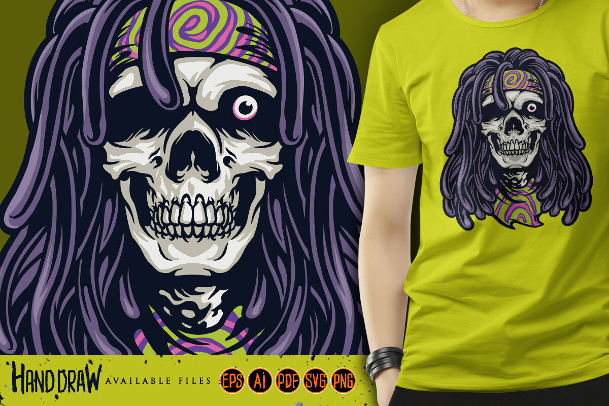 Psychedelic Skull Rasta Character SVG By artgrarisstudio | TheHungryJPEG