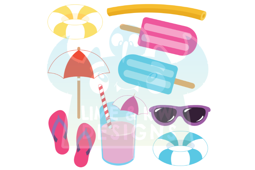 POOL PARTY Clipart Girl Pool Party Clipart Summer Clipart -  Israel