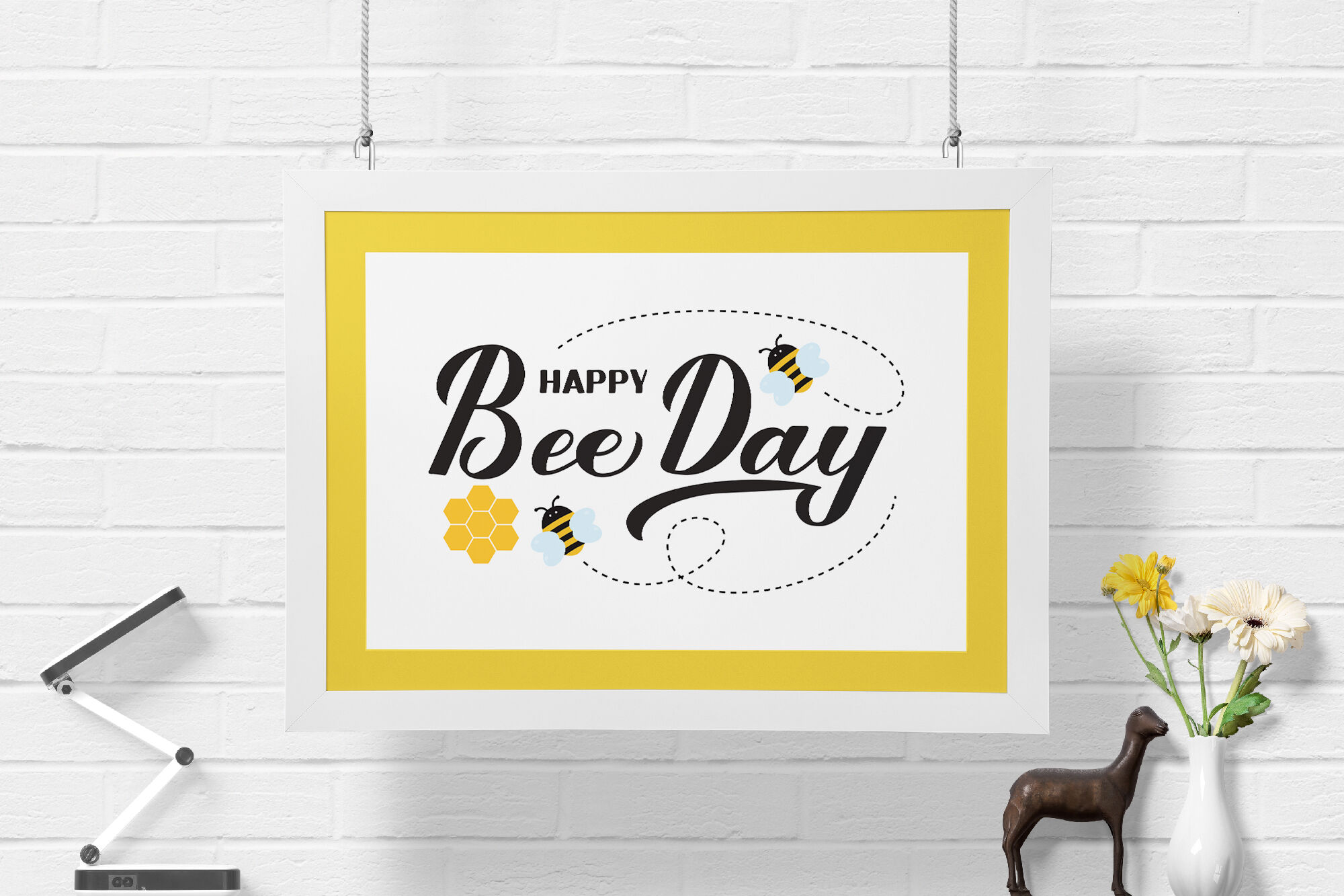 Happy Bee Day lettering By LaBelezoka | TheHungryJPEG.com