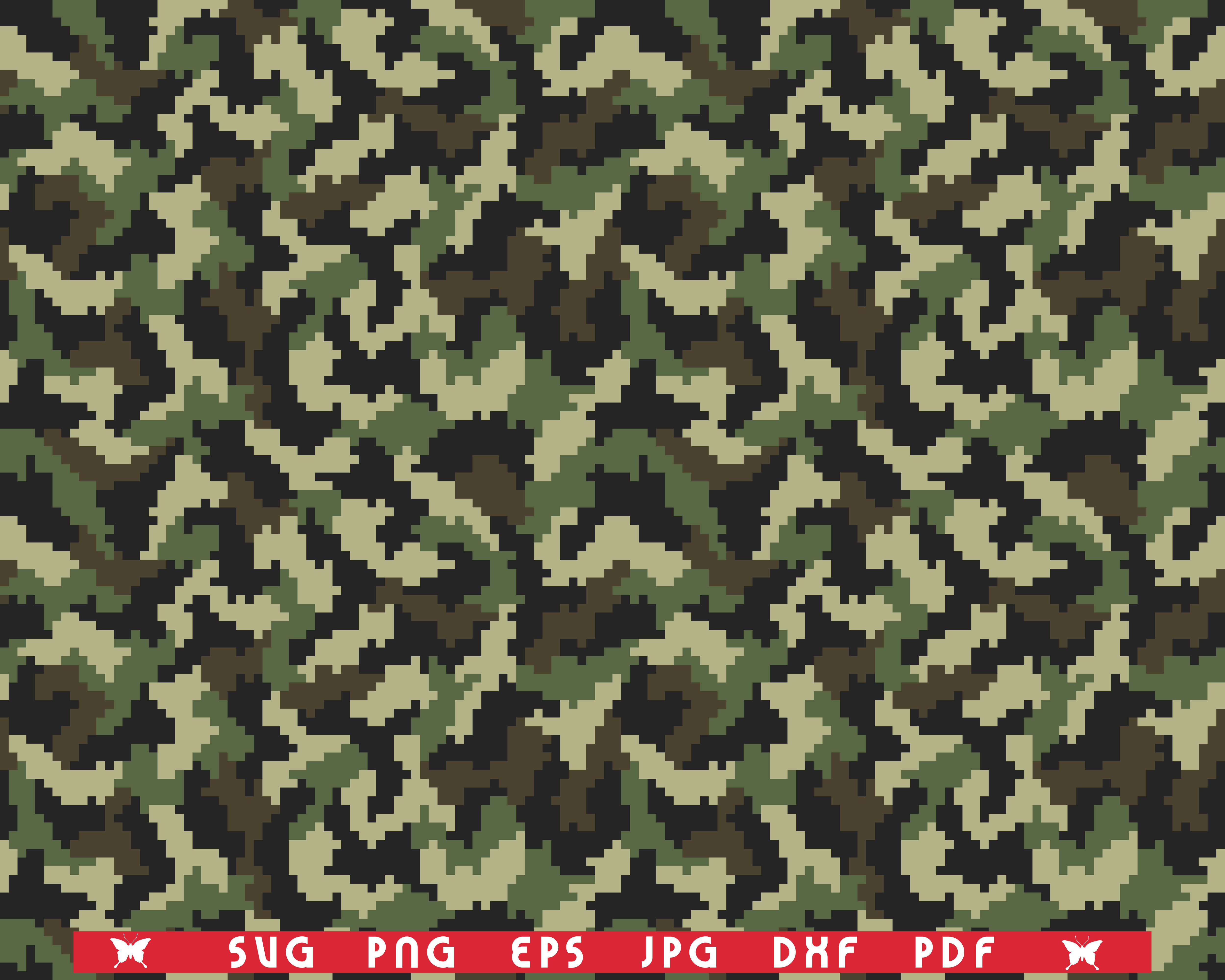 SVG Digital Camouflage print, Seamless pattern digital clipart By  DesignStudioRM
