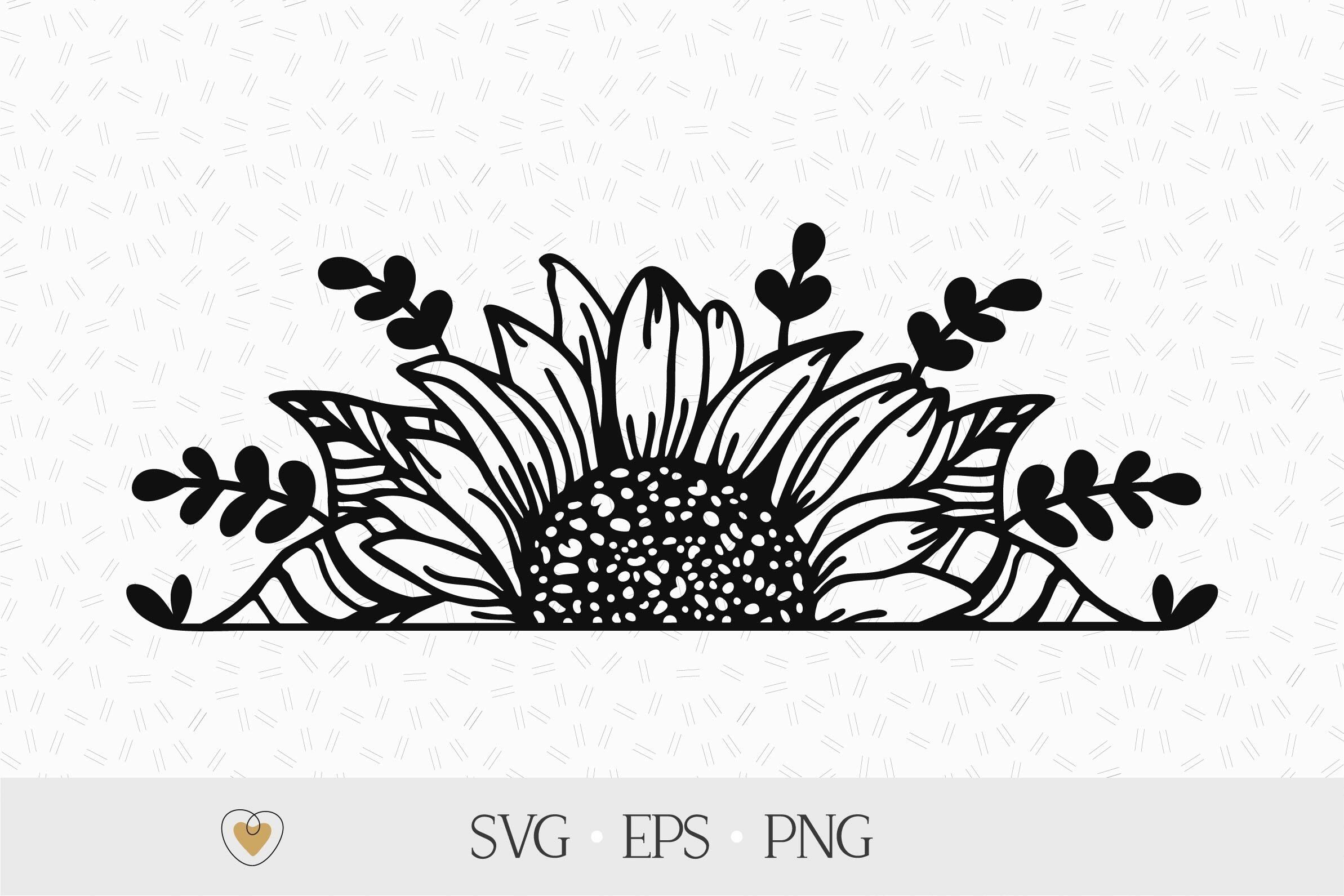 Free 285 Sunflower Half Svg Free SVG PNG EPS DXF File