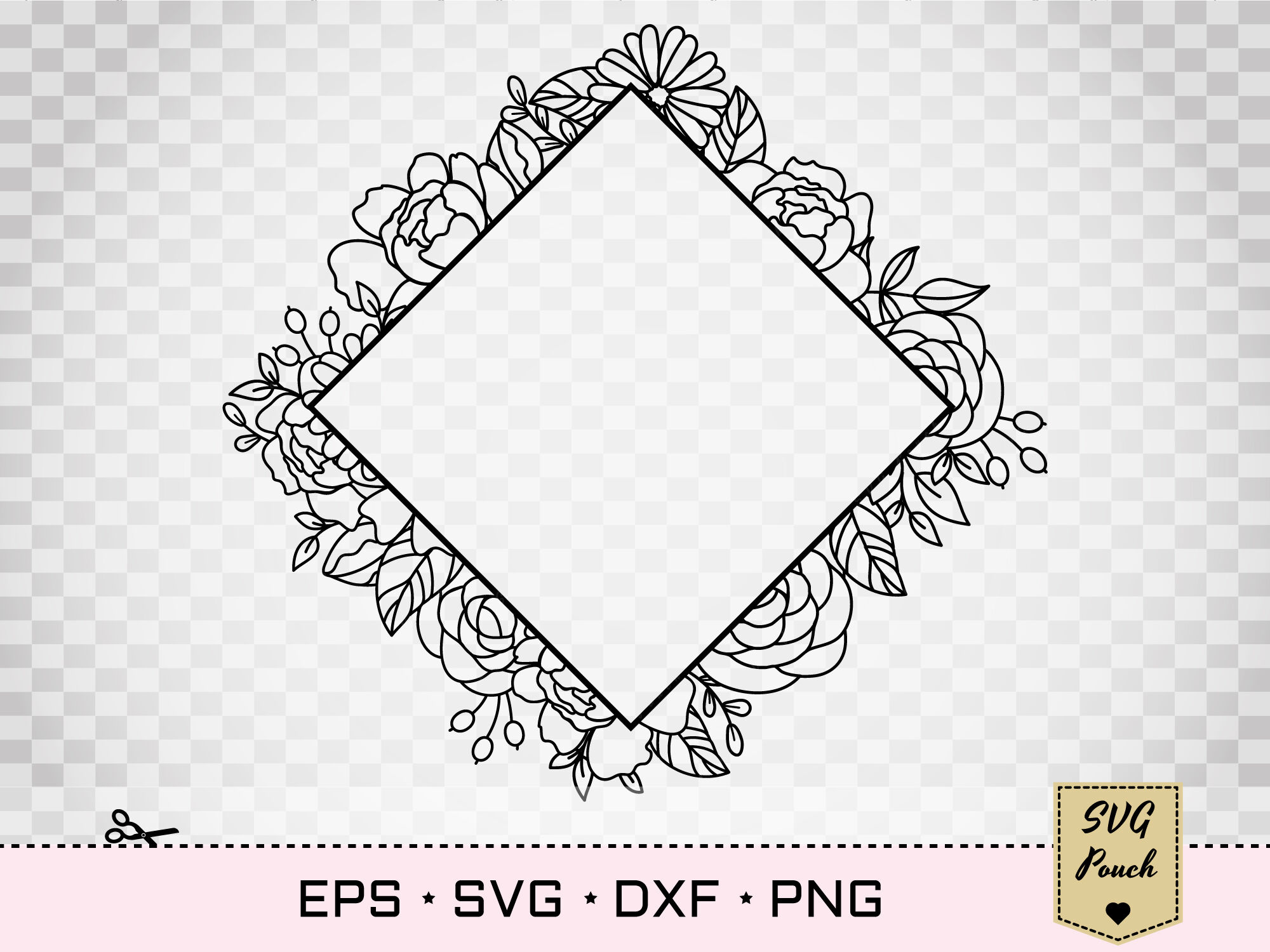 Download Floral Full Square Frame Svg By Svgpouch Thehungryjpeg Com