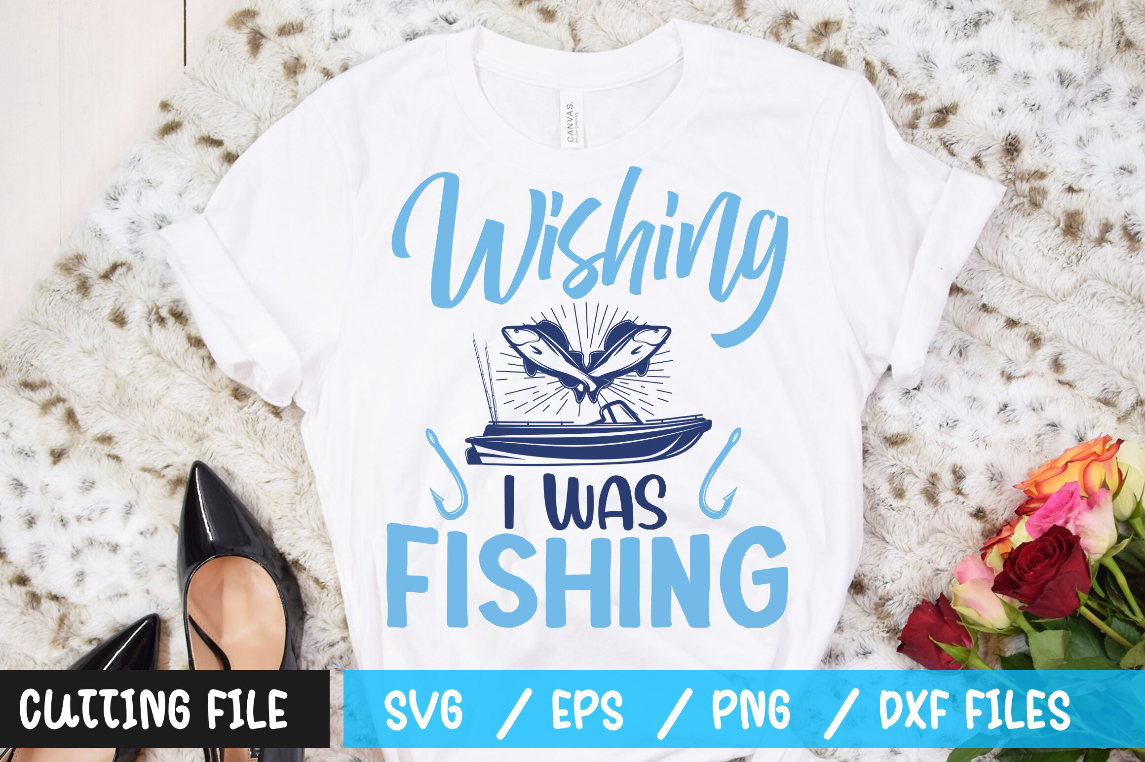 Wishing I Was Fishing Svg By Designavo Thehungryjpeg Com