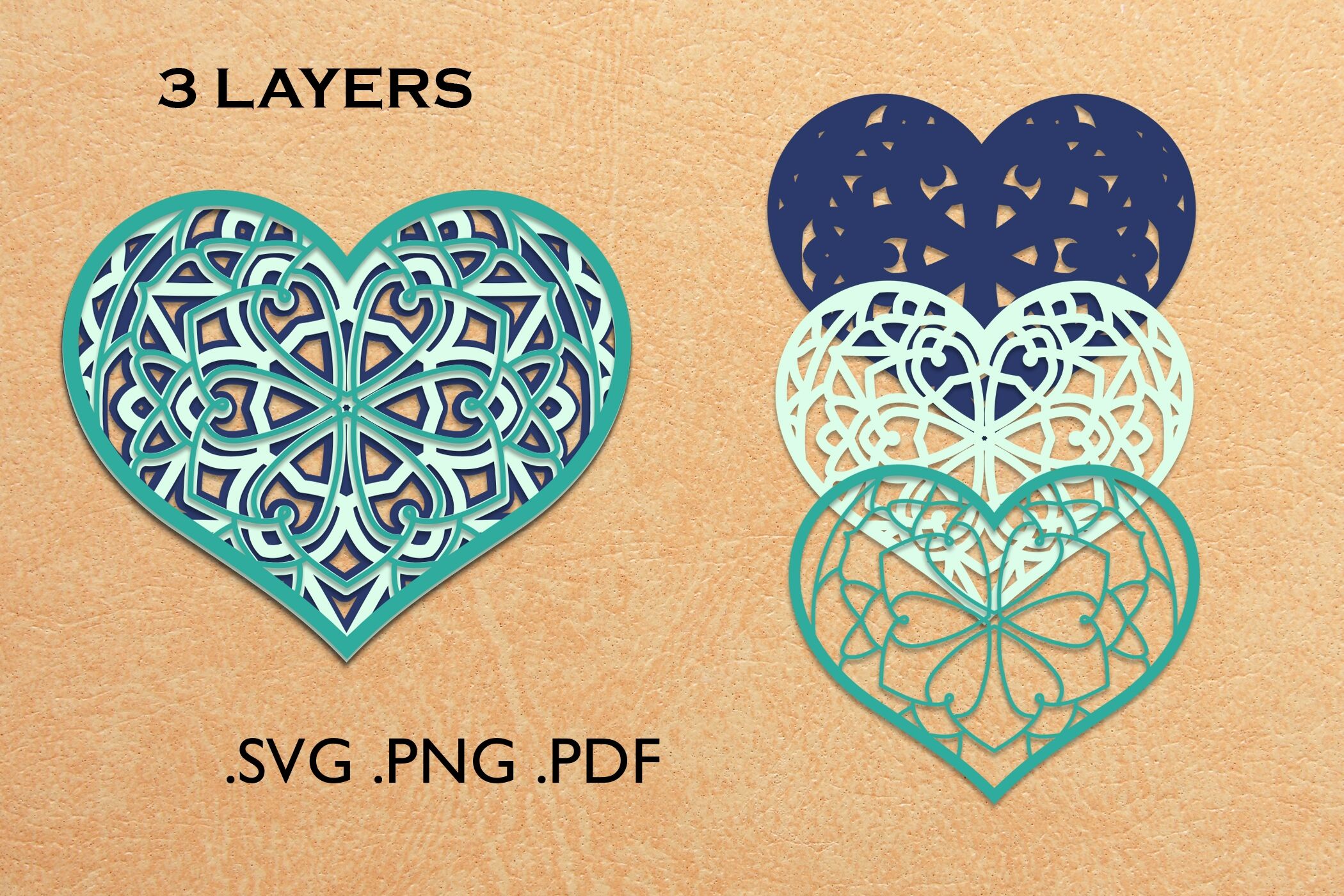 Download 3d Layered Heart Mandala 3d Svg Cut File By Anazori Thehungryjpeg Com