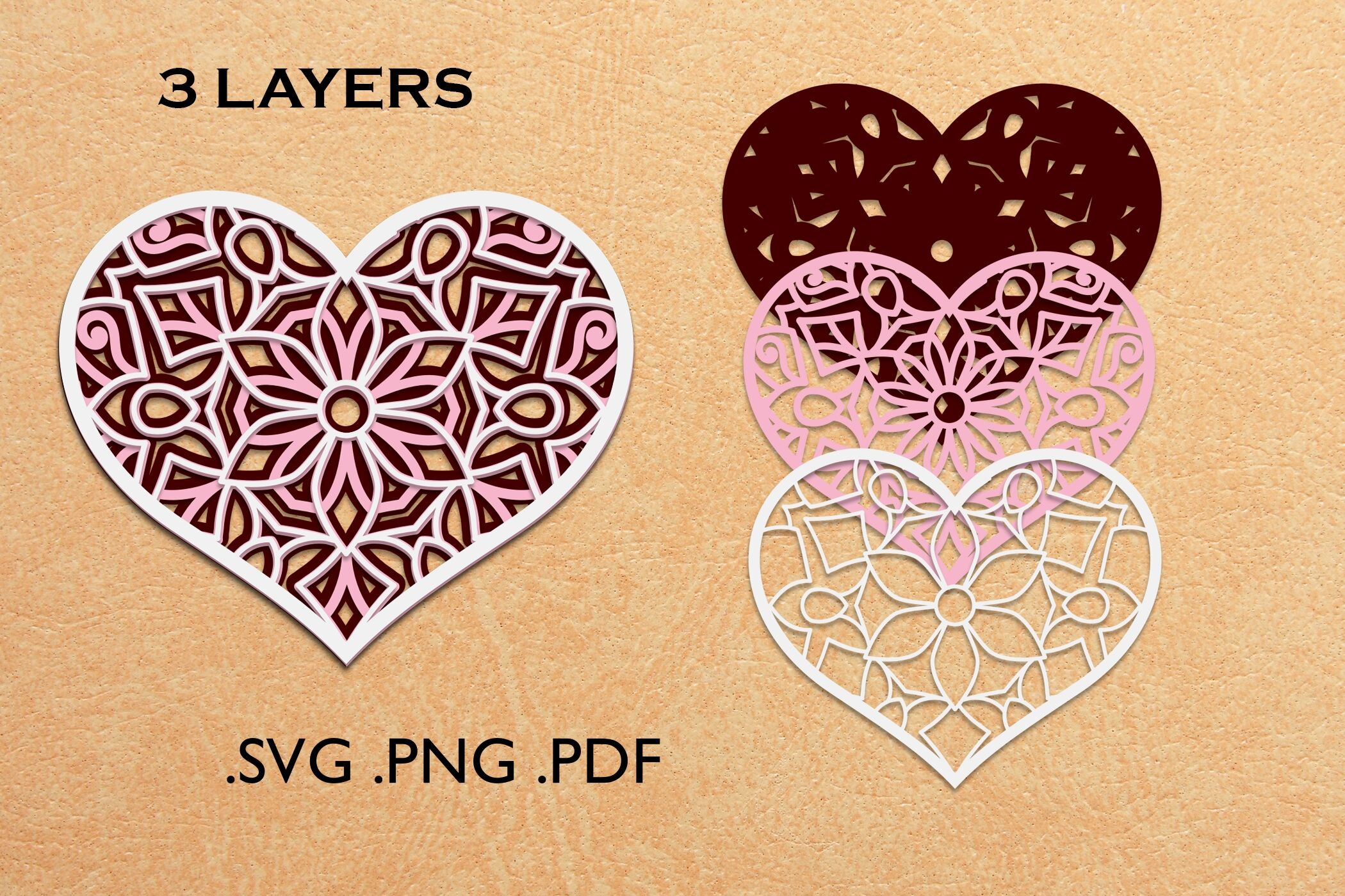 Download 3d Layered Heart Mandala 3d Svg Cut File By Anazori Thehungryjpeg Com