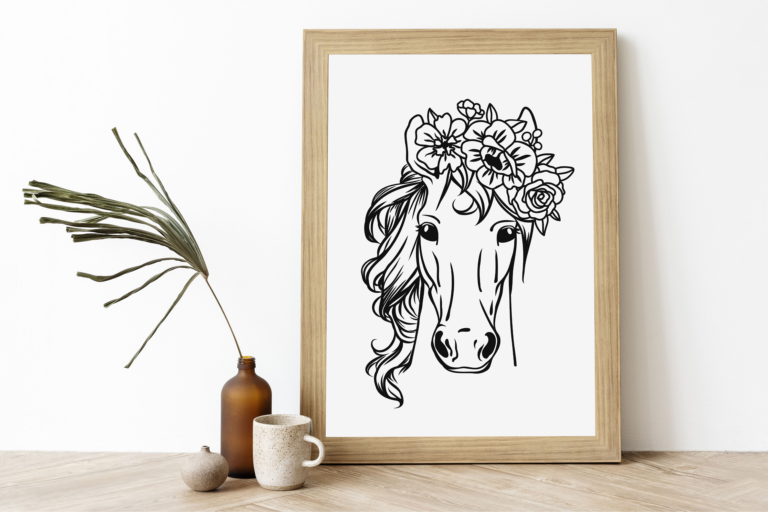 Horse With Flower Crown Svg Floral Horse Svg Horse Head By Pretty Meerkat Thehungryjpeg Com