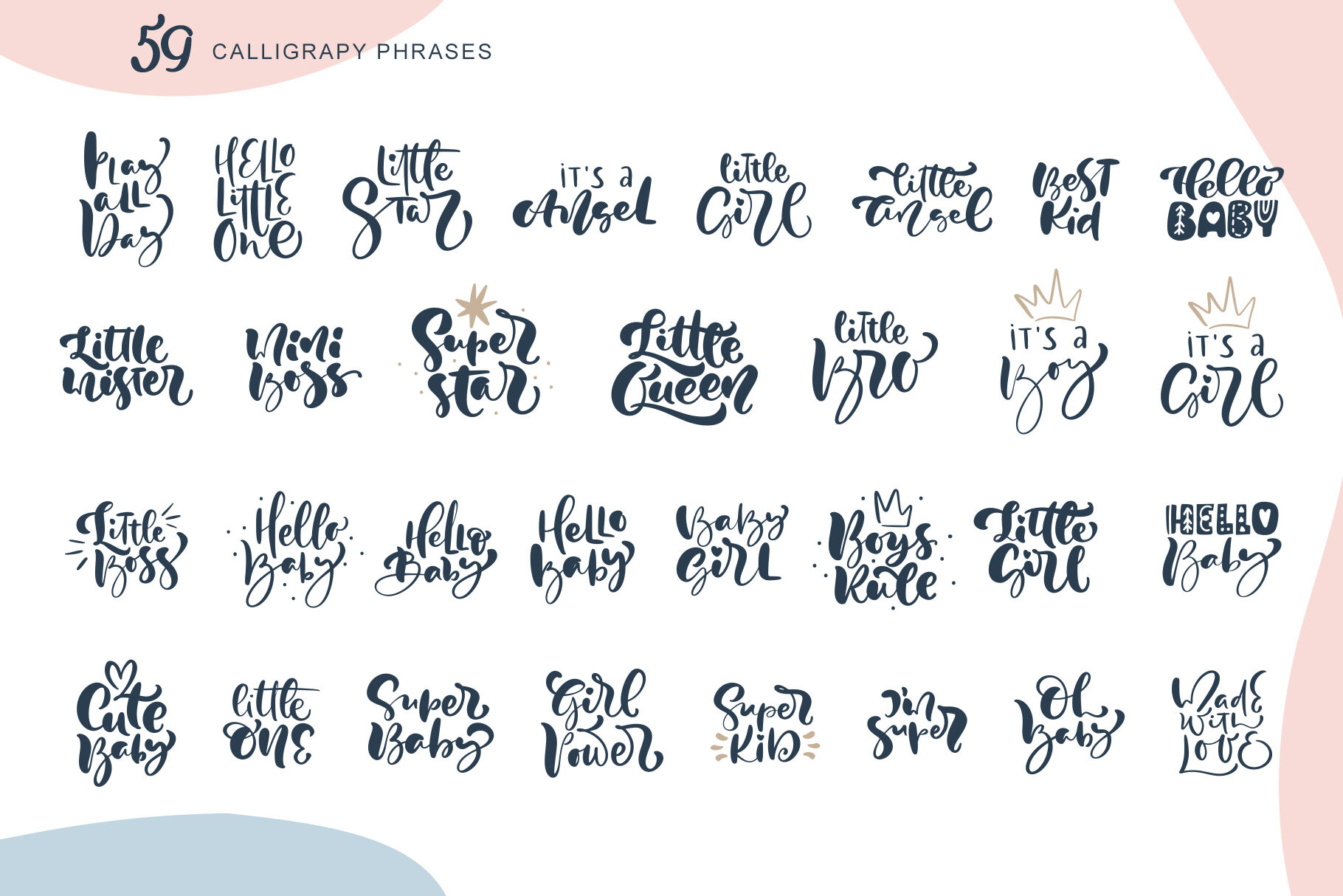 Hello Baby animals & calligraphy By Happy Letters | TheHungryJPEG