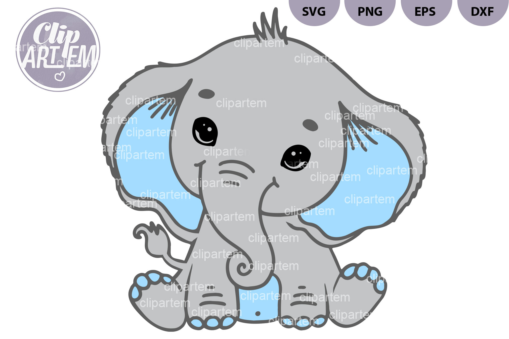 Download Boy Elephant Svg Cutting File Blue Gray Clip Art Image Png By Clipartem Thehungryjpeg Com