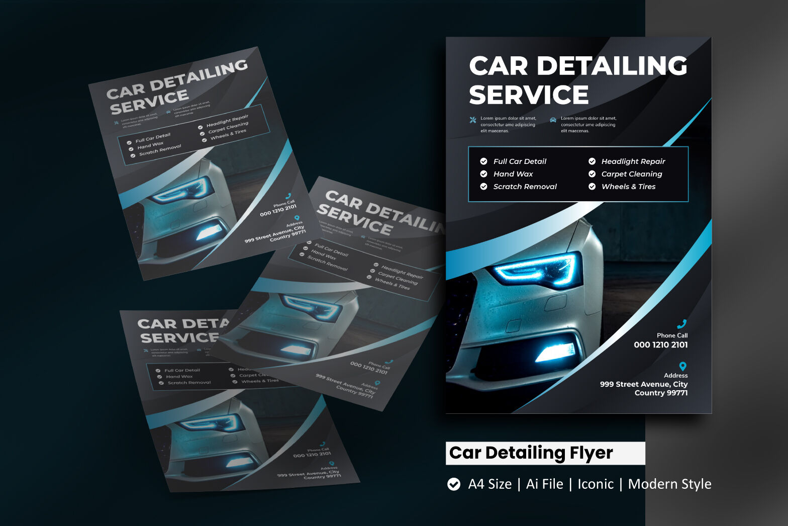 White And Black Minimalist Car Detailing Service Flyer - Venngage