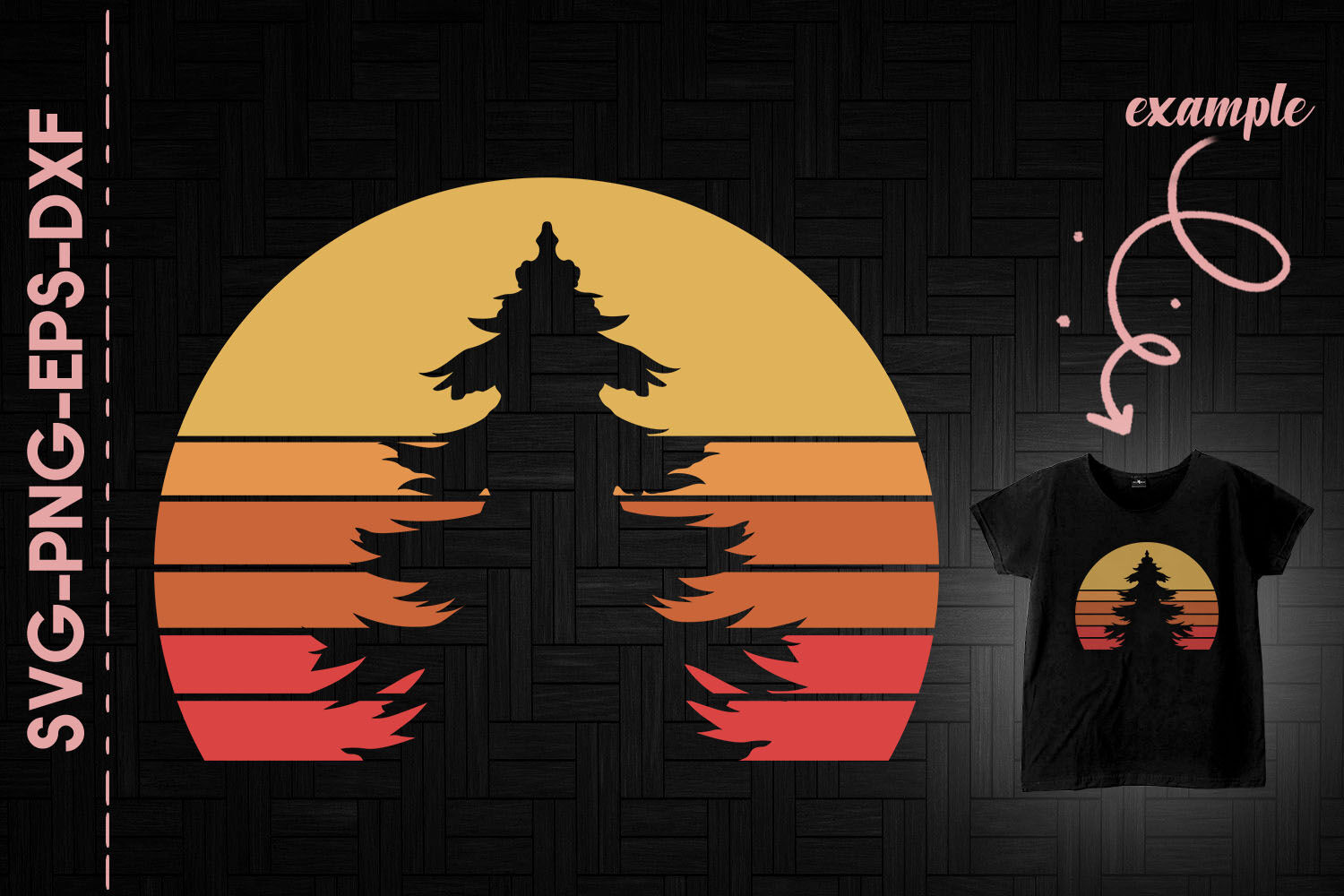 Retro Tree Sunset Background By Utenbaw | TheHungryJPEG