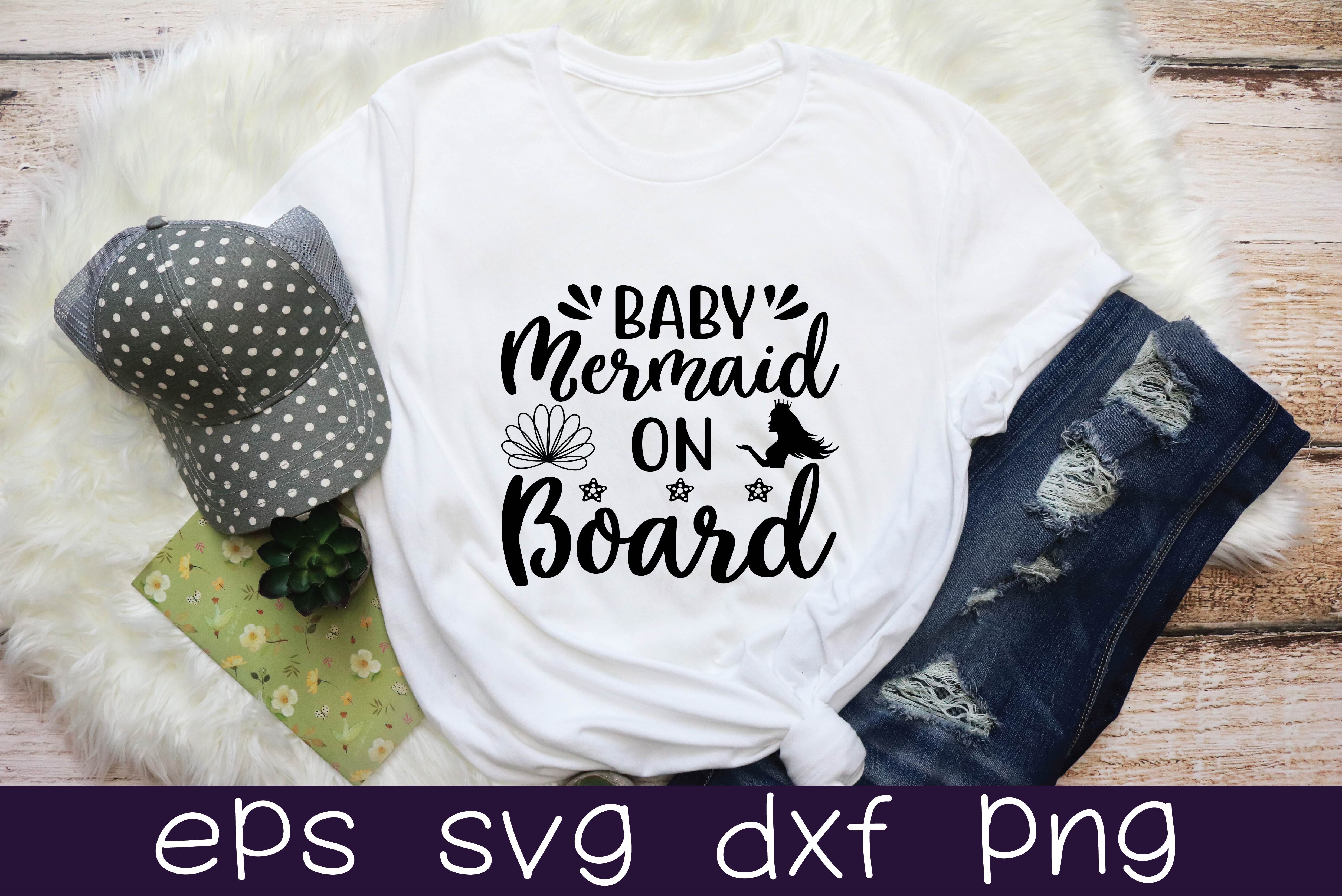 Download Baby Mermaid On Board Svg Design By Bdb Graphics Thehungryjpeg Com